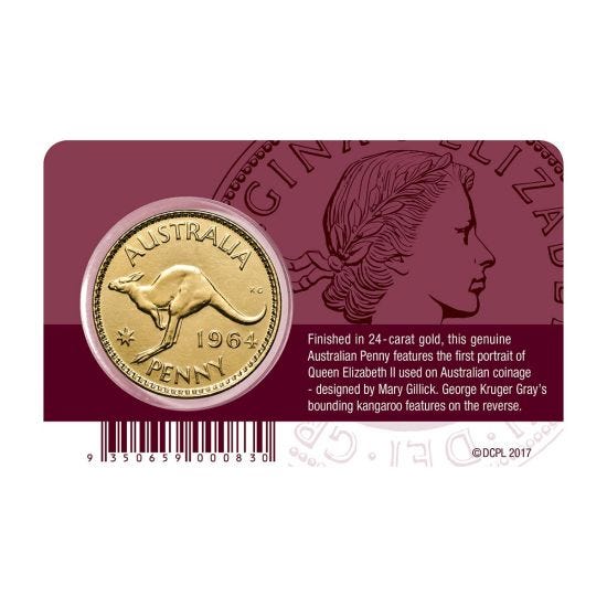 1953-64 Queen Elizabeth II First Portrait Gold Plated Penny - Image 3