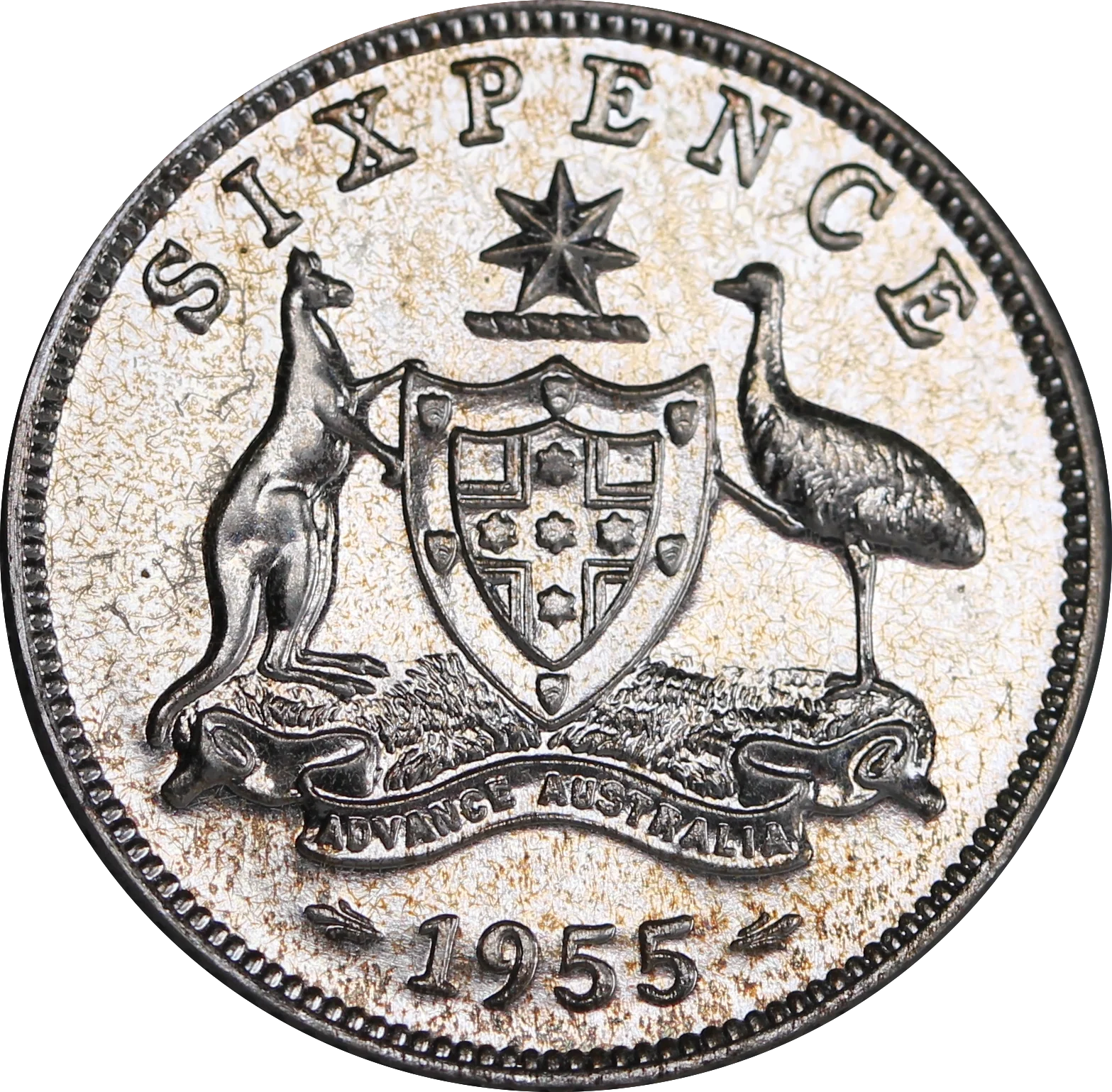 1955 Melbourne Proof Set (Penny, Shilling, Sixpence, Threepence) - Image 5