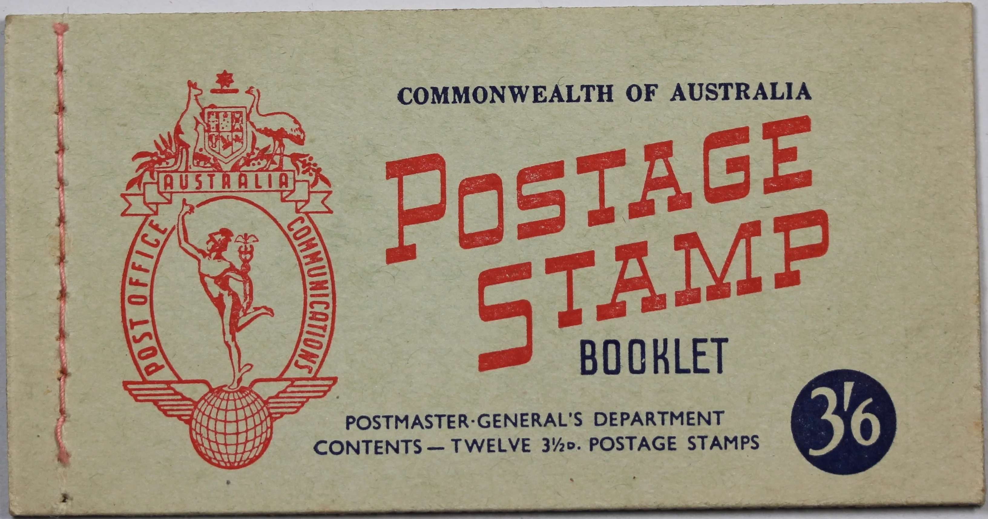 1956 Australia 3/6 QEII Stitched Booklet/12 Stamps W/ Wax Interleaving MUH