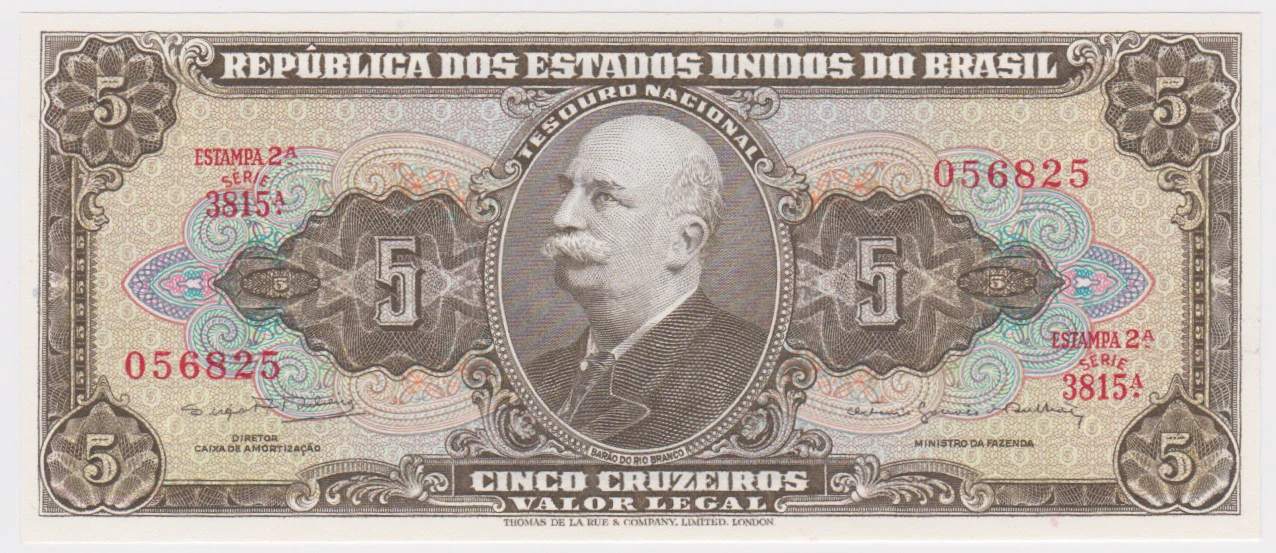 1962-1964 (No date) Brazil 5 Cruzeiros UNC