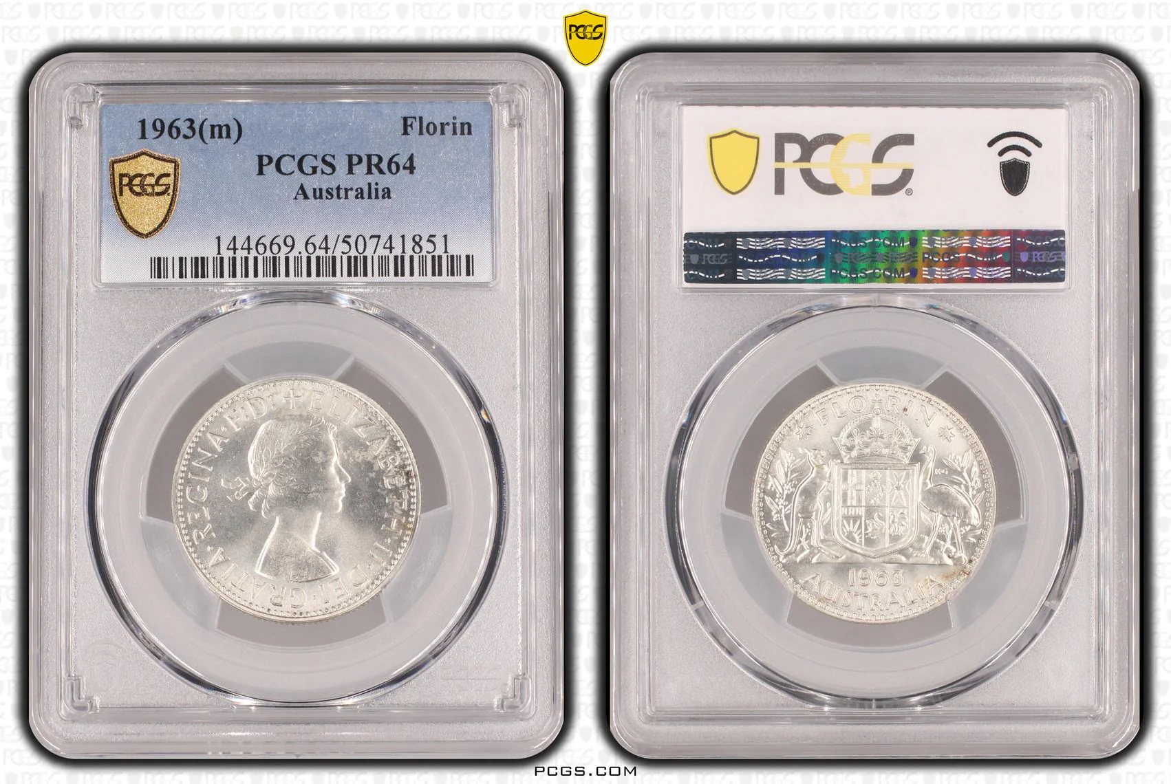 1963m Australia Silver Florin PCGS PR64