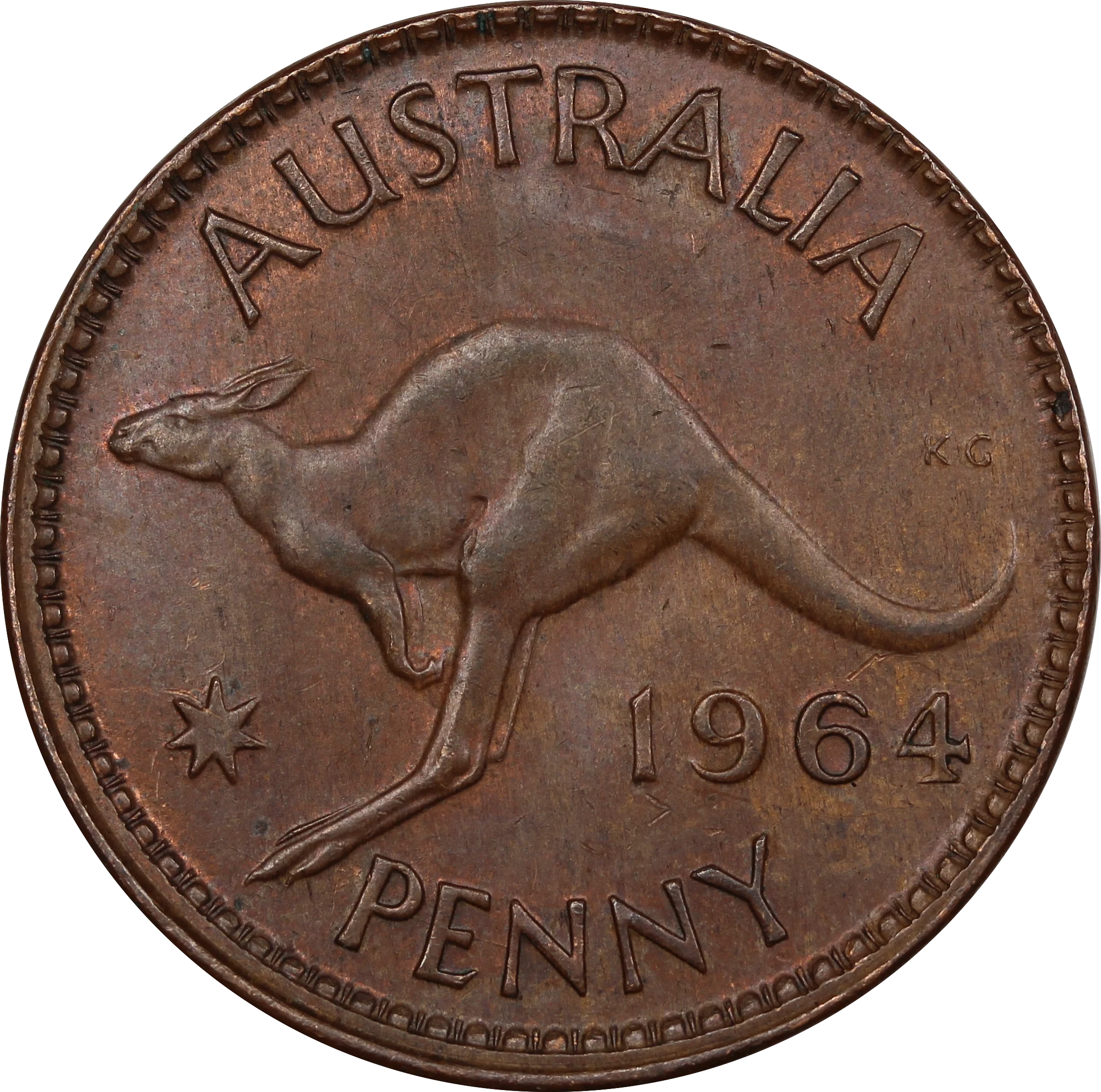 1964 Penny Off Centre Struck UNC