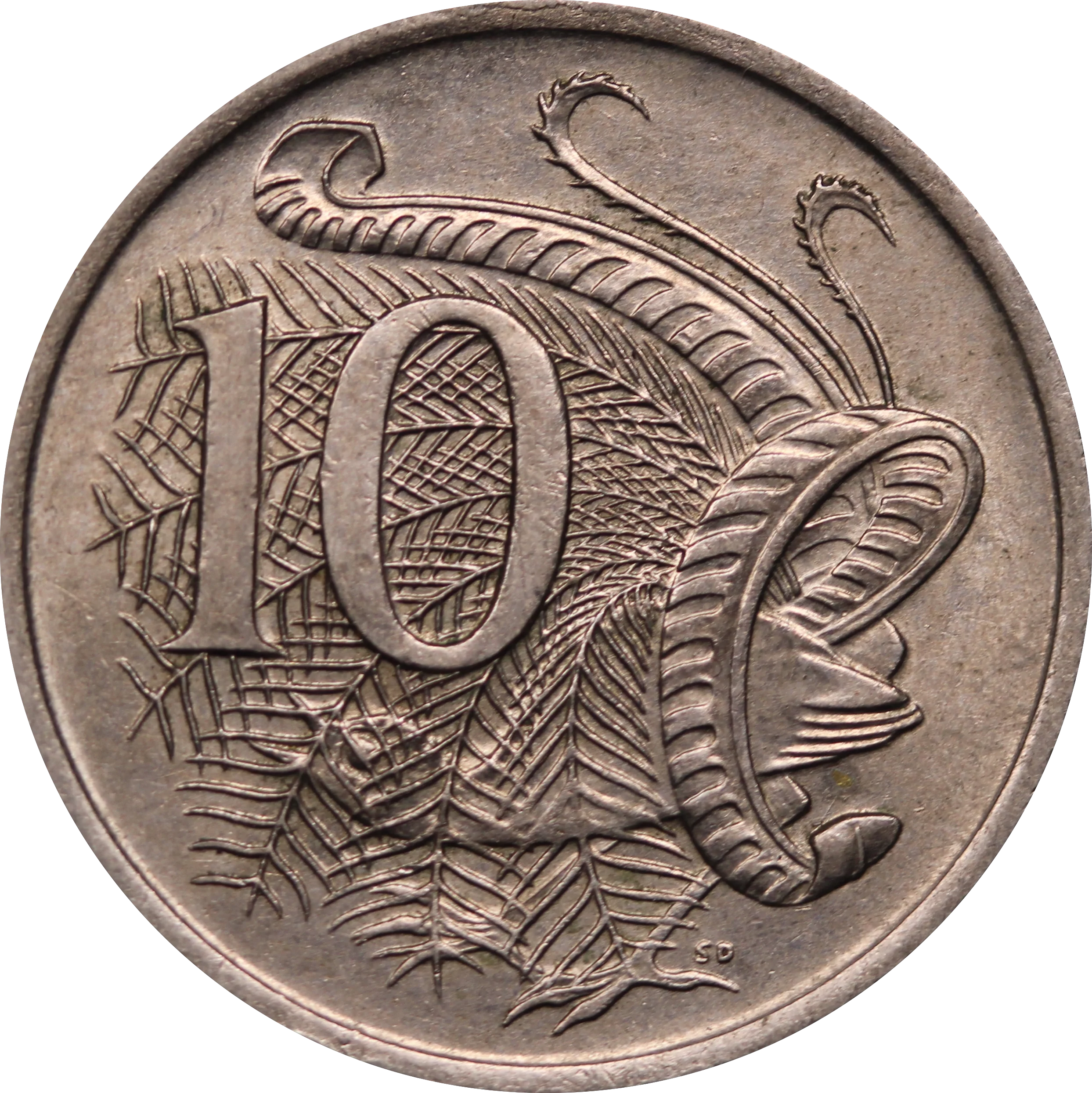 1966 Australia 10 Cent Lamination Peel Error aUNC - Image 2