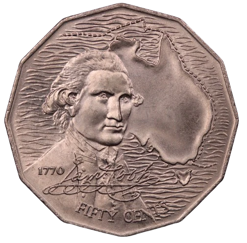 1970 Captain Cook 50c Coin