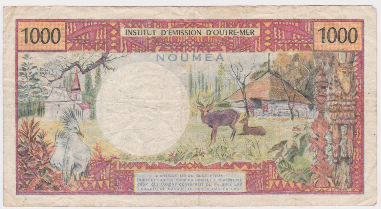 1971-1985 (No date) Tahiti 1000 Francs gFine - Image 2