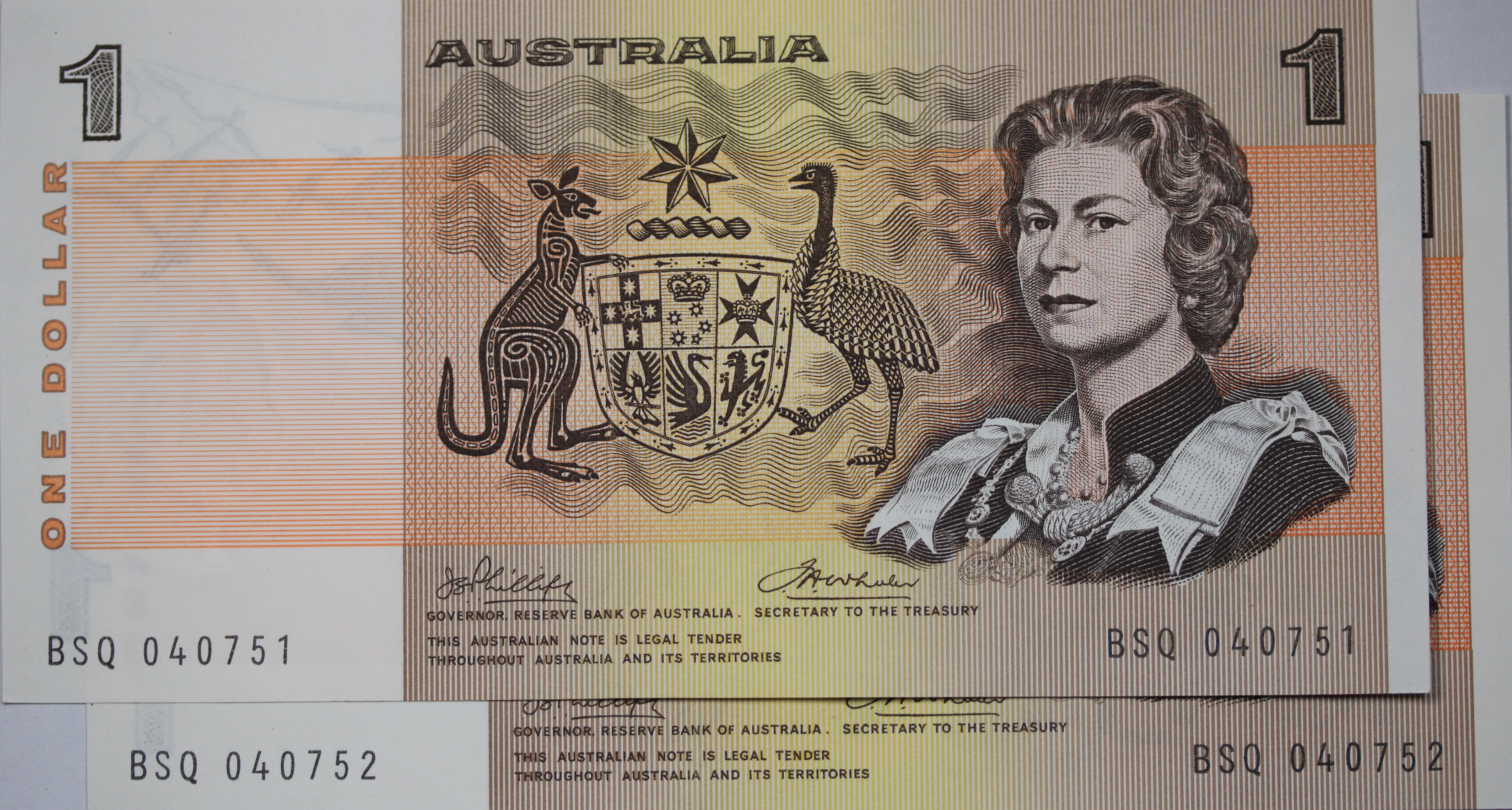 1974 Phillips/Wheeler $1 Note UNC Pair