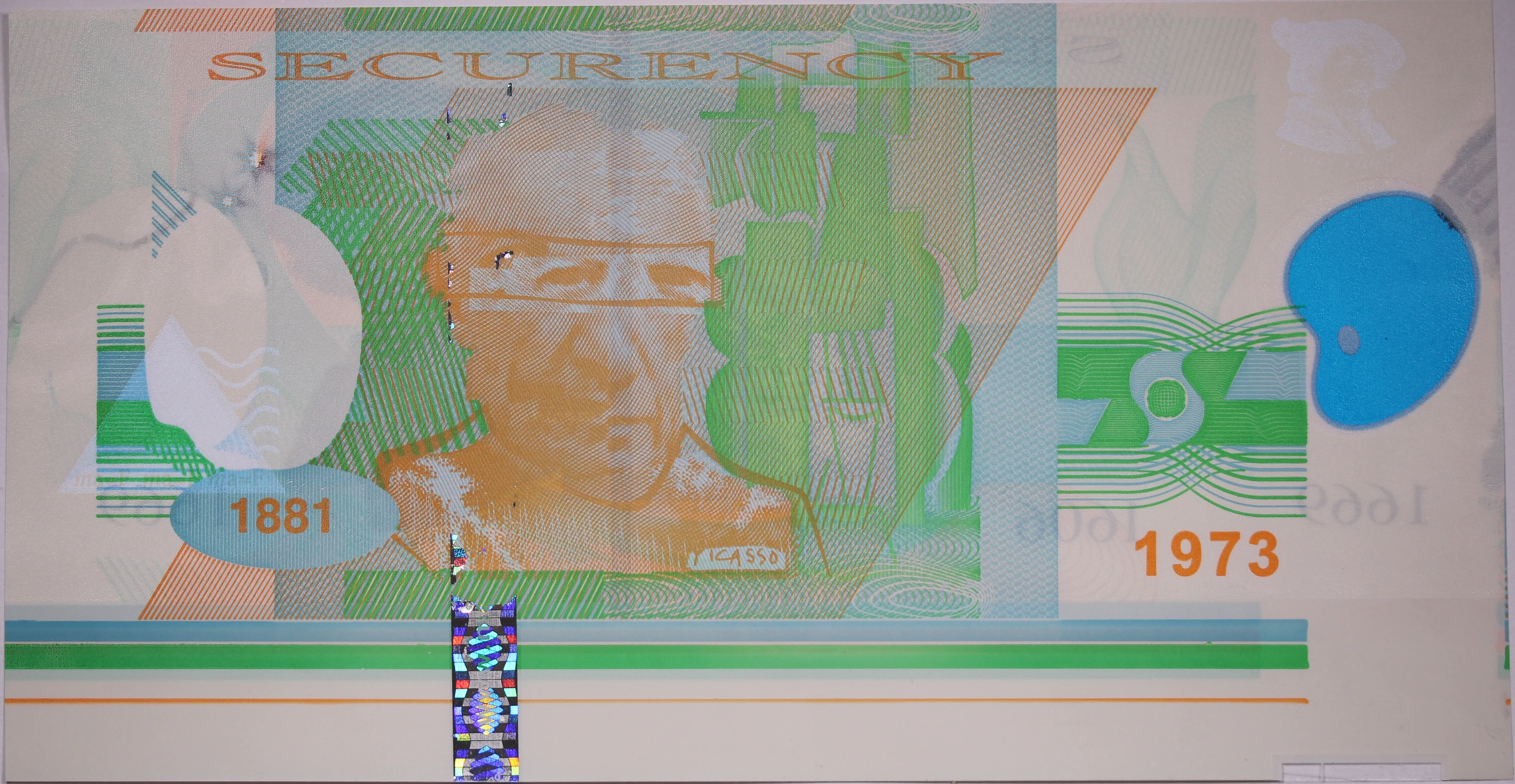 1973 Rembrandt/Picasso Note Printing Australia Test Note - Image 2