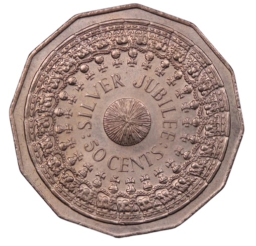 1977 Silver Jubilee 50c Coin