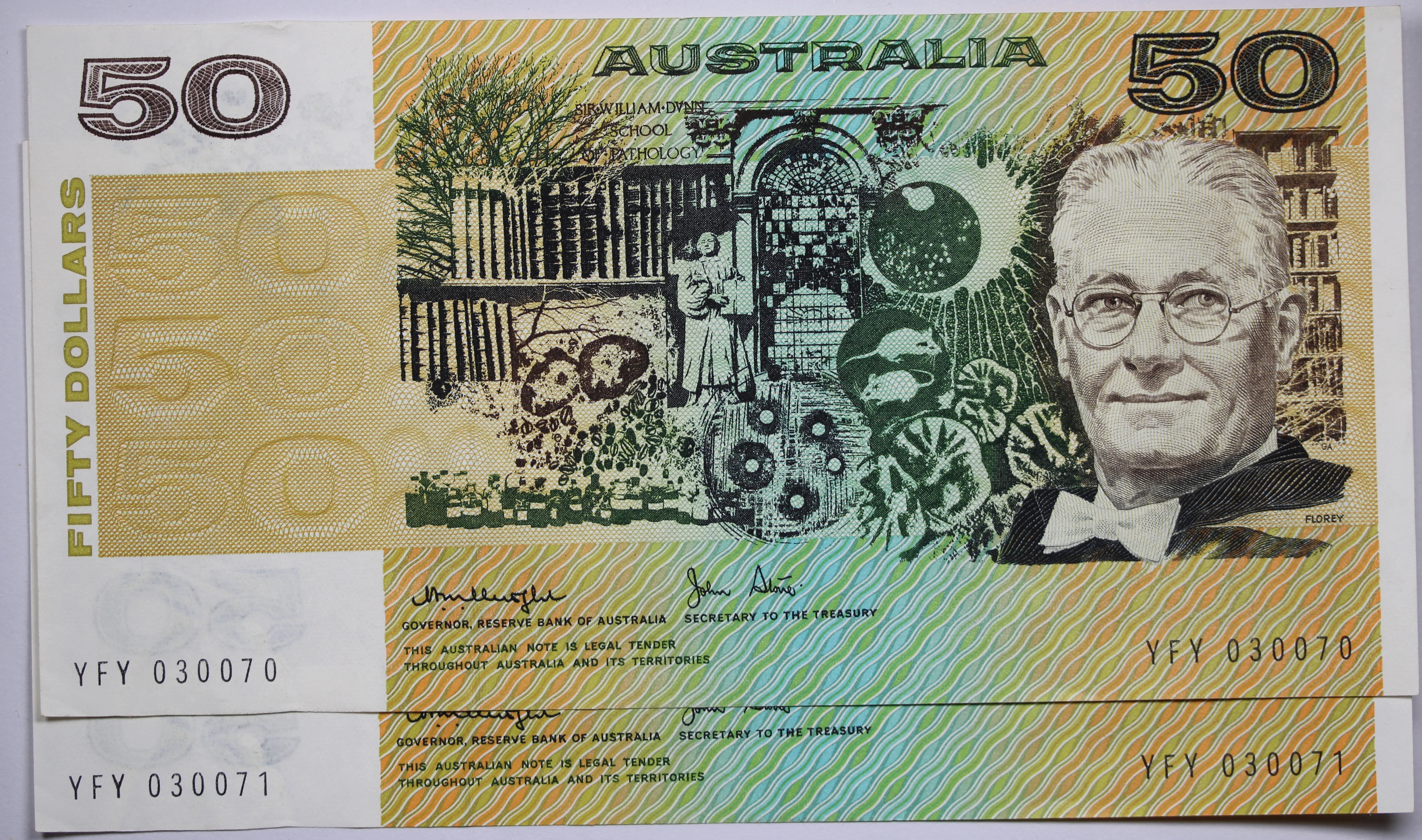 1979 $50 Knight/Stone Banknotes Consecutive Pair gEF/aUNC