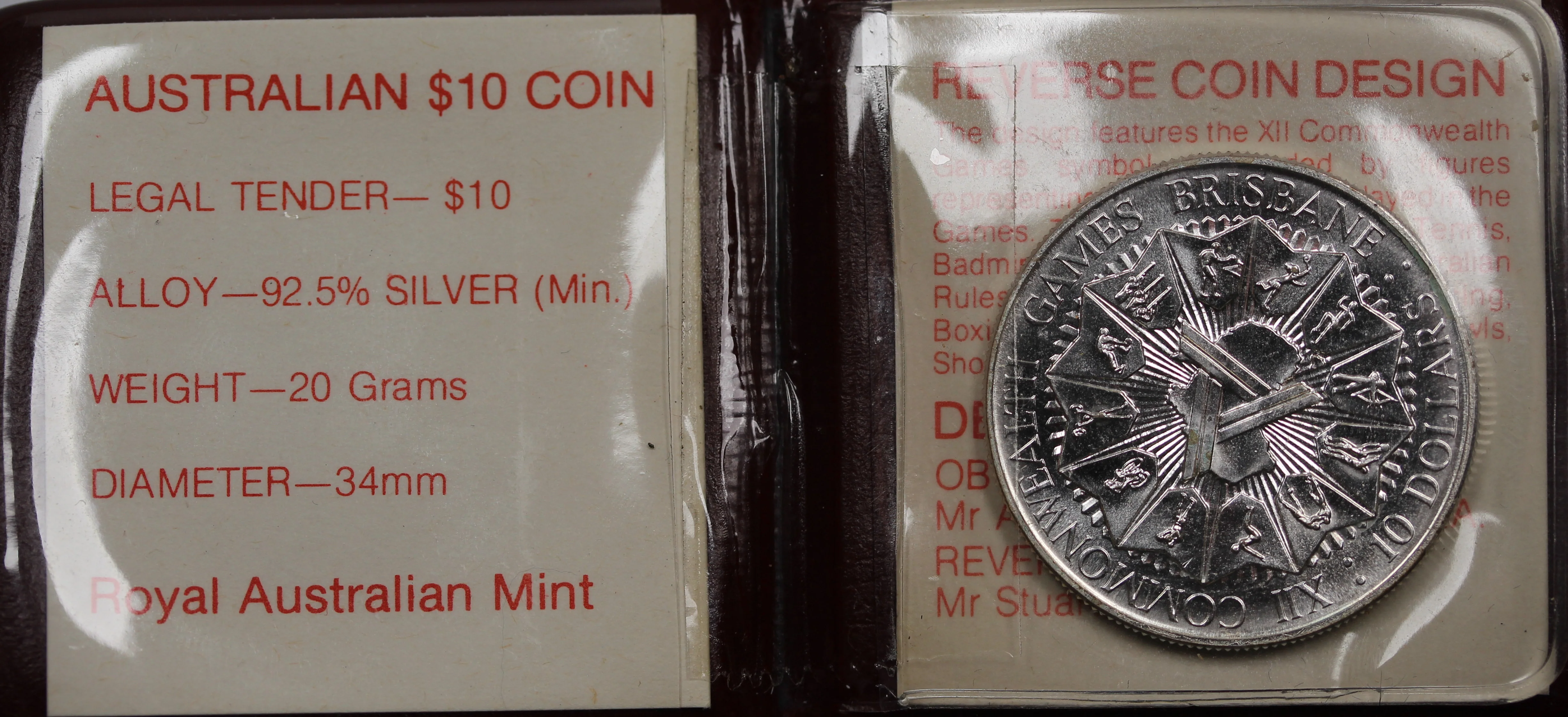 1982 Brisbane Commonwealth Games $10 UNC - Image 2