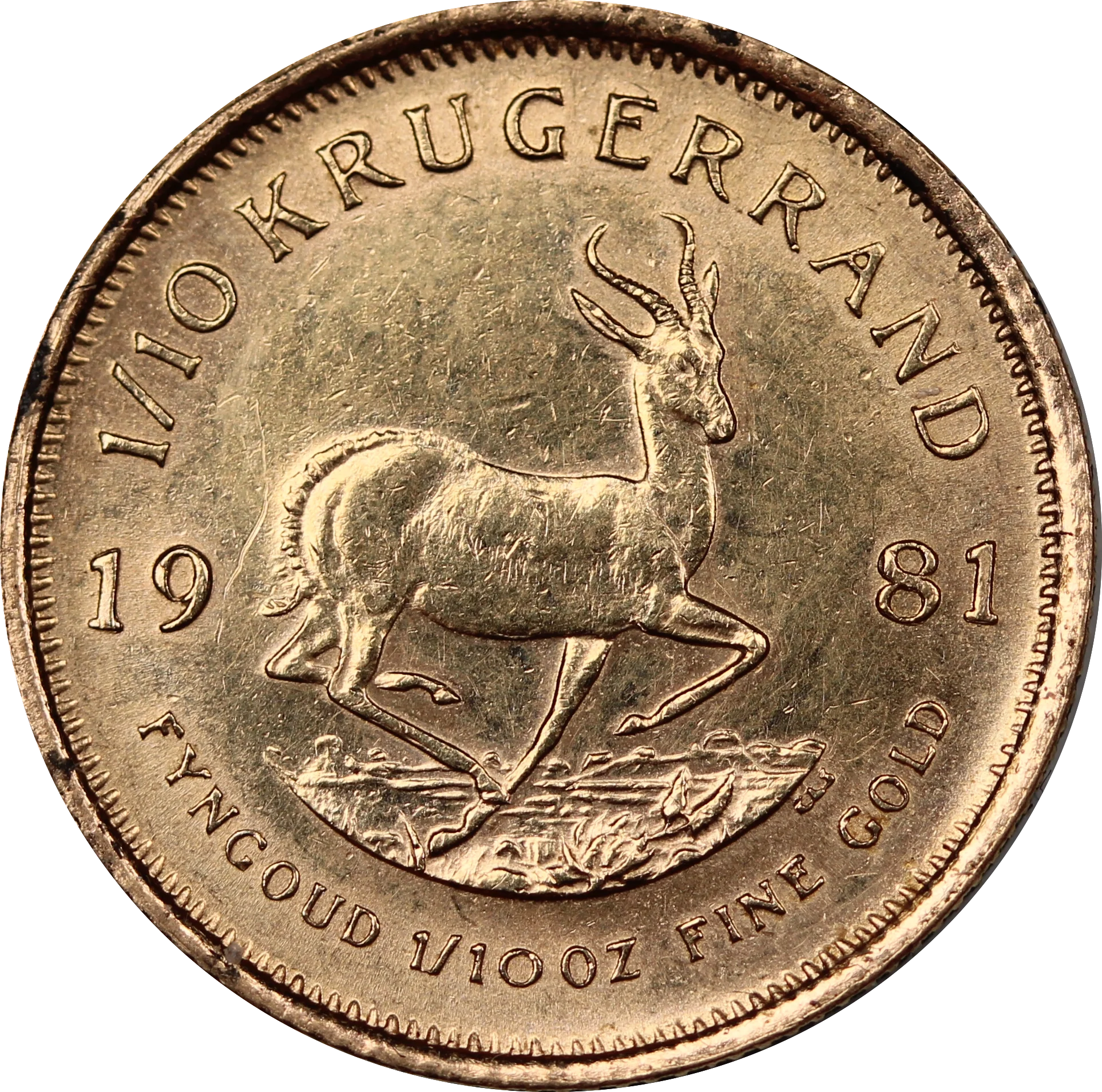 1981 South Africa 1/10 oz Gold Krugerrand Coin