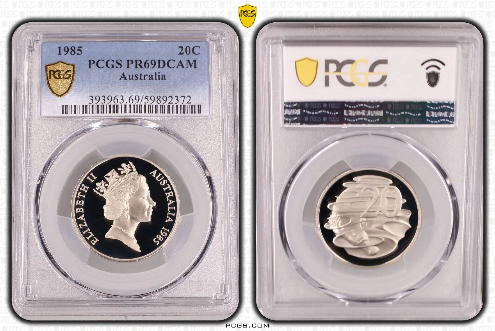1985 20c Australia Twenty Cent Proof Coin PR69DCAM