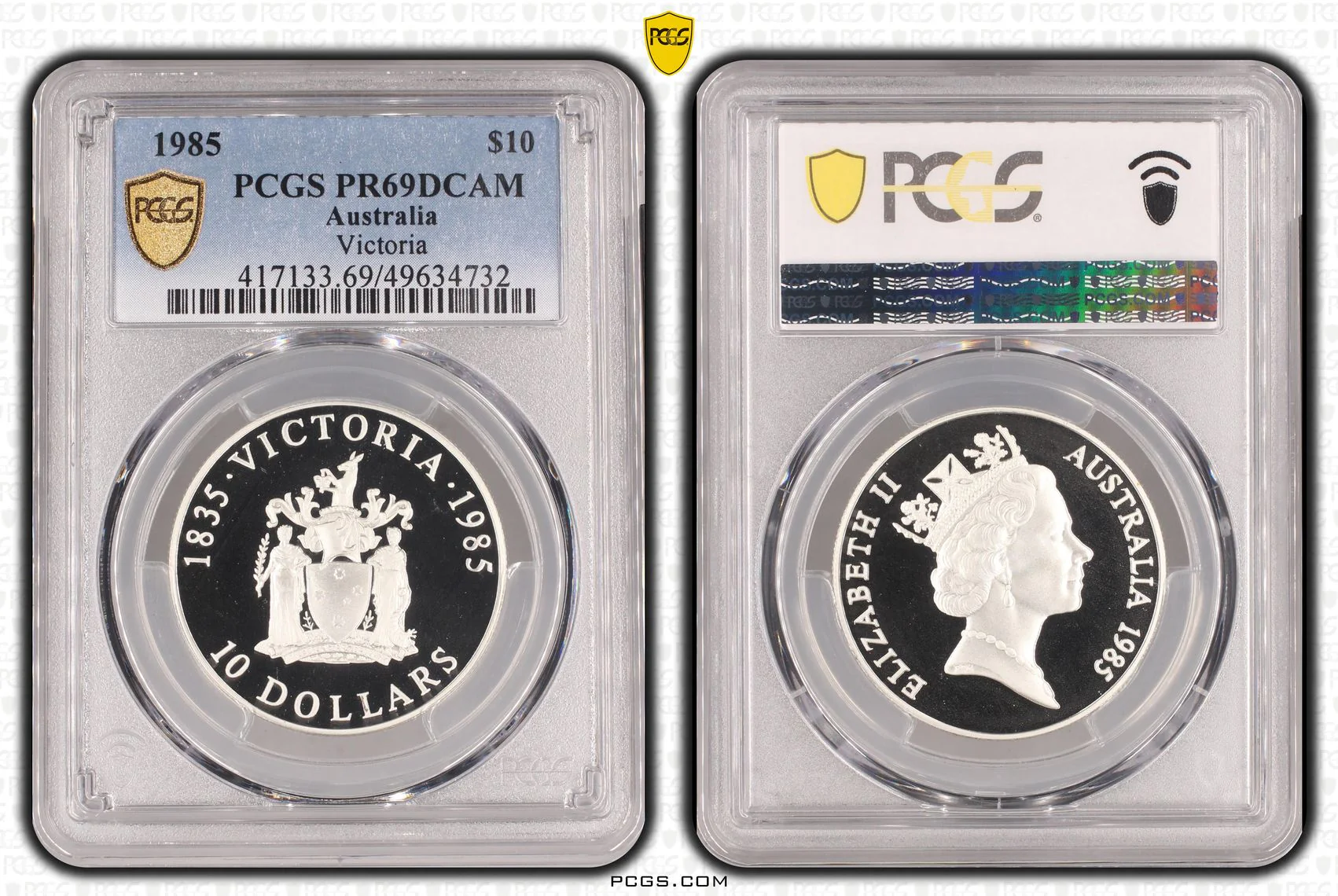 1985 Australia Victoria $10 Silver Coin PR69DCAM