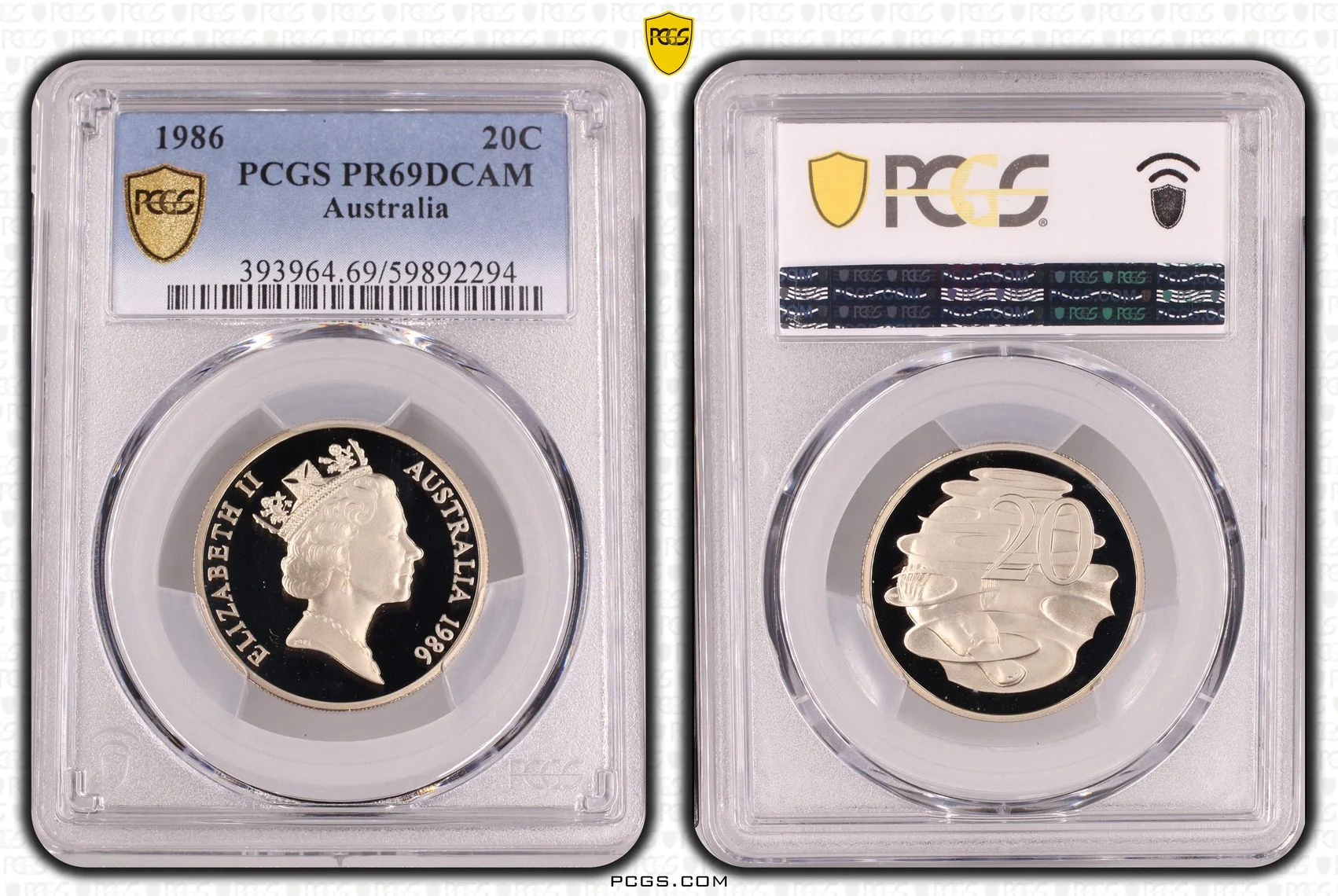 1986 20c Australia Twenty Cent Coin PR69DCAM