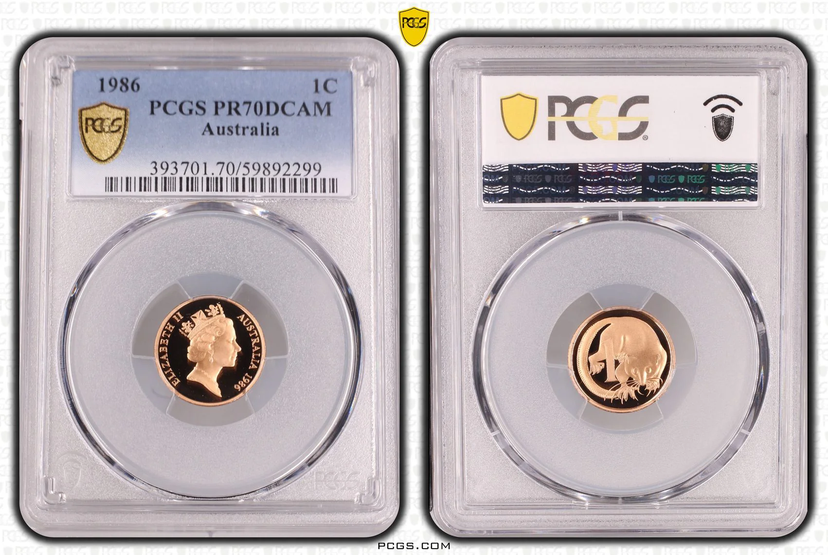 1986 Australia 1 Cent Proof Coin PR70DCAM (Top Pop)