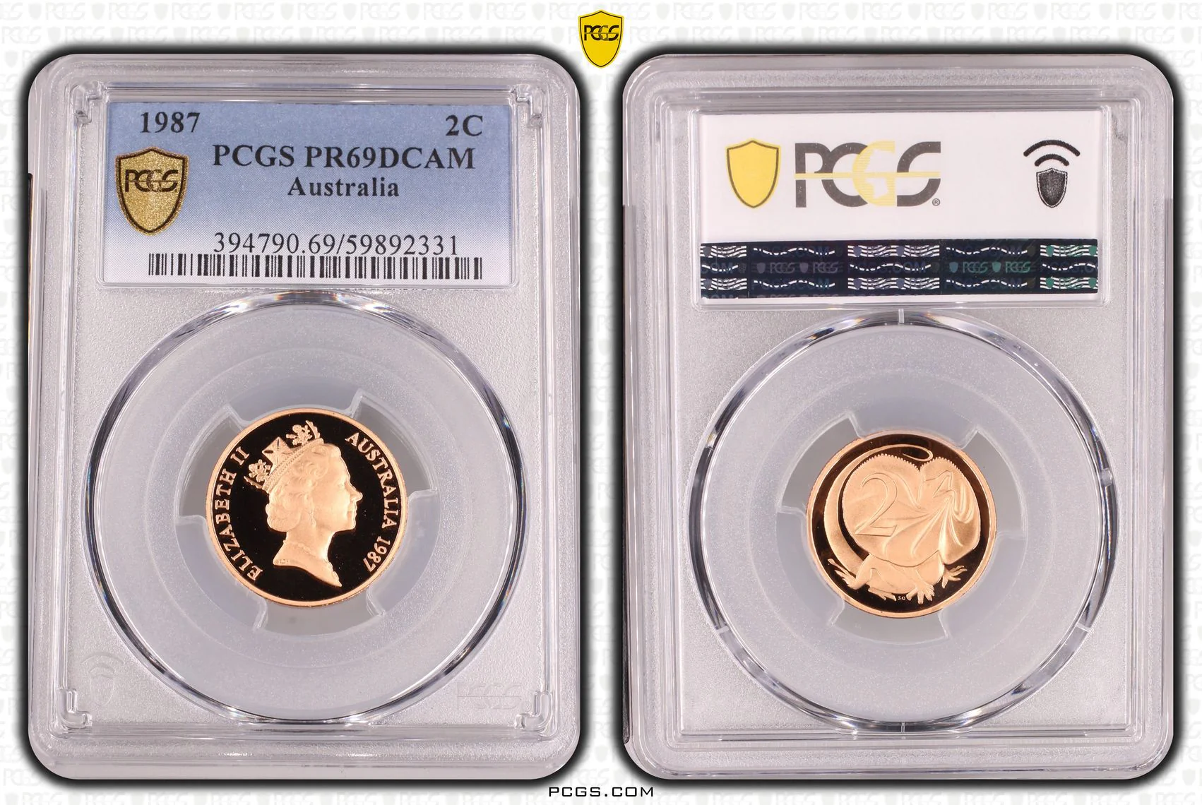 1987 Australia 2 Cent Coin PR69DCAM