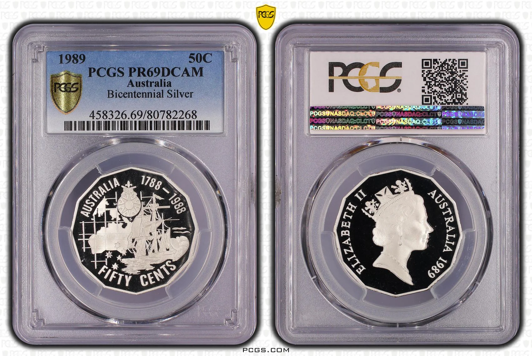 1989 Silver 50c Proof Coin PR69DCAM