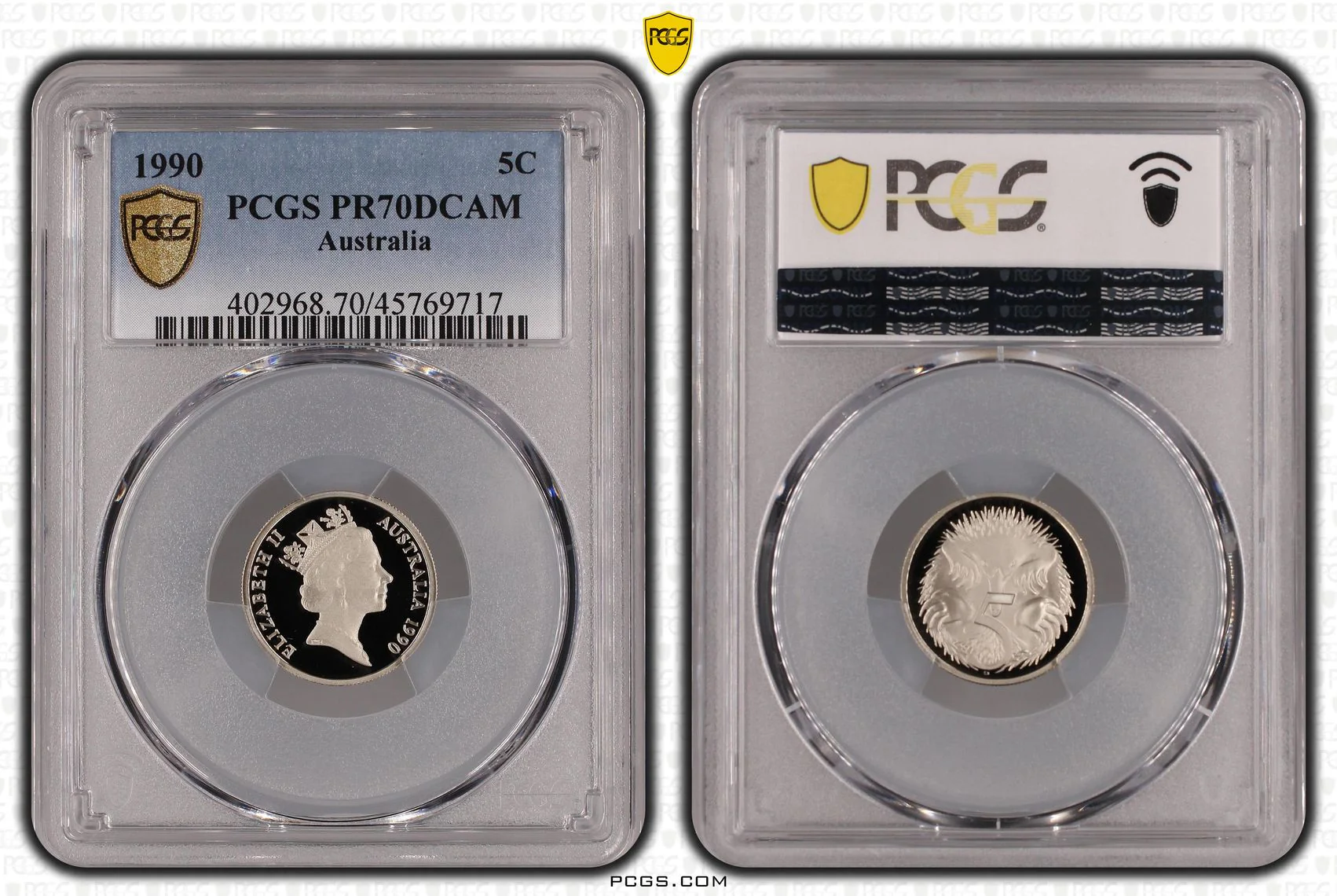 1990 5c Australian Proof Coin PR70DCAM #9717