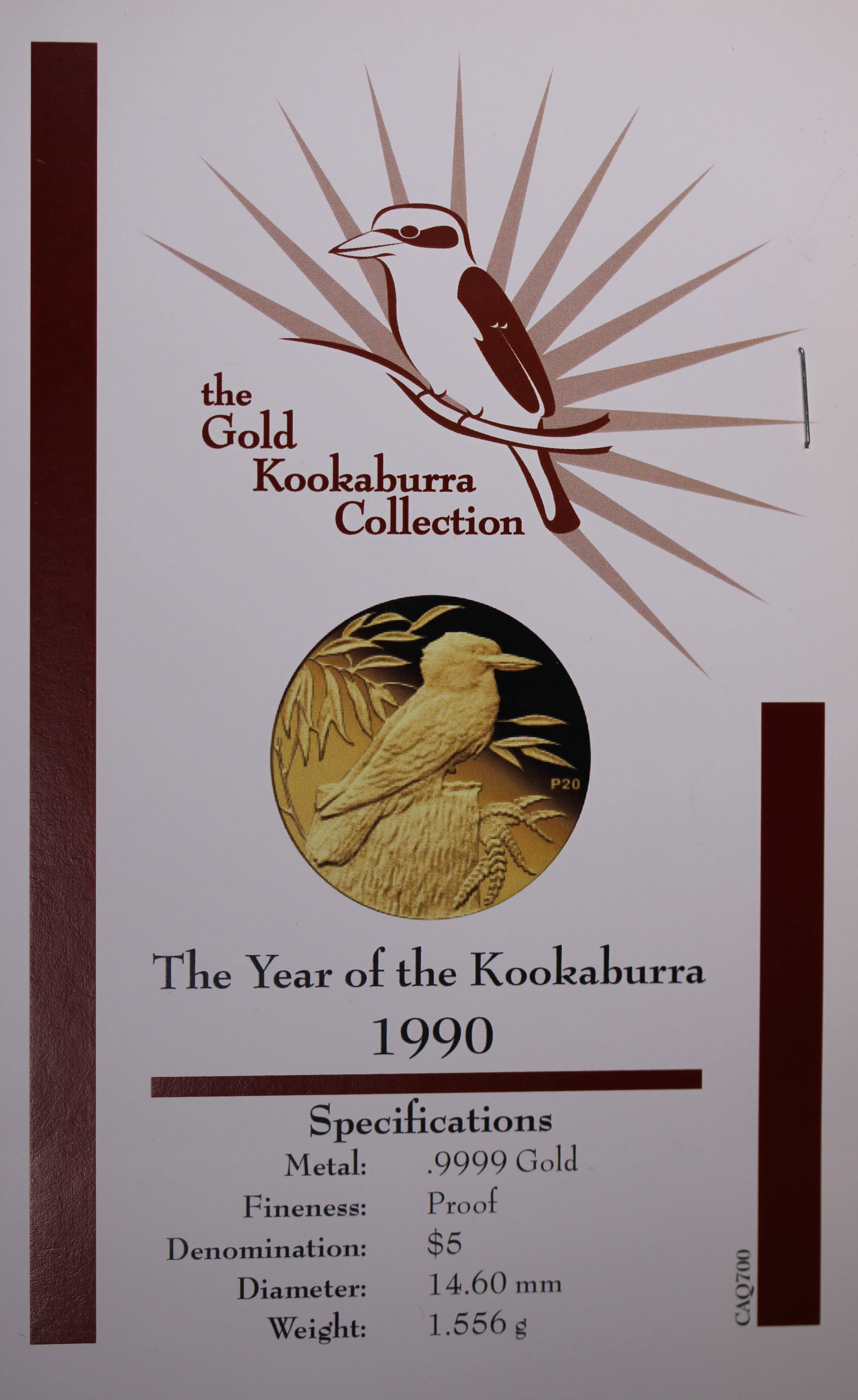 1990 Australia 1/20oz Gold Kookaburra Coin - Image 2