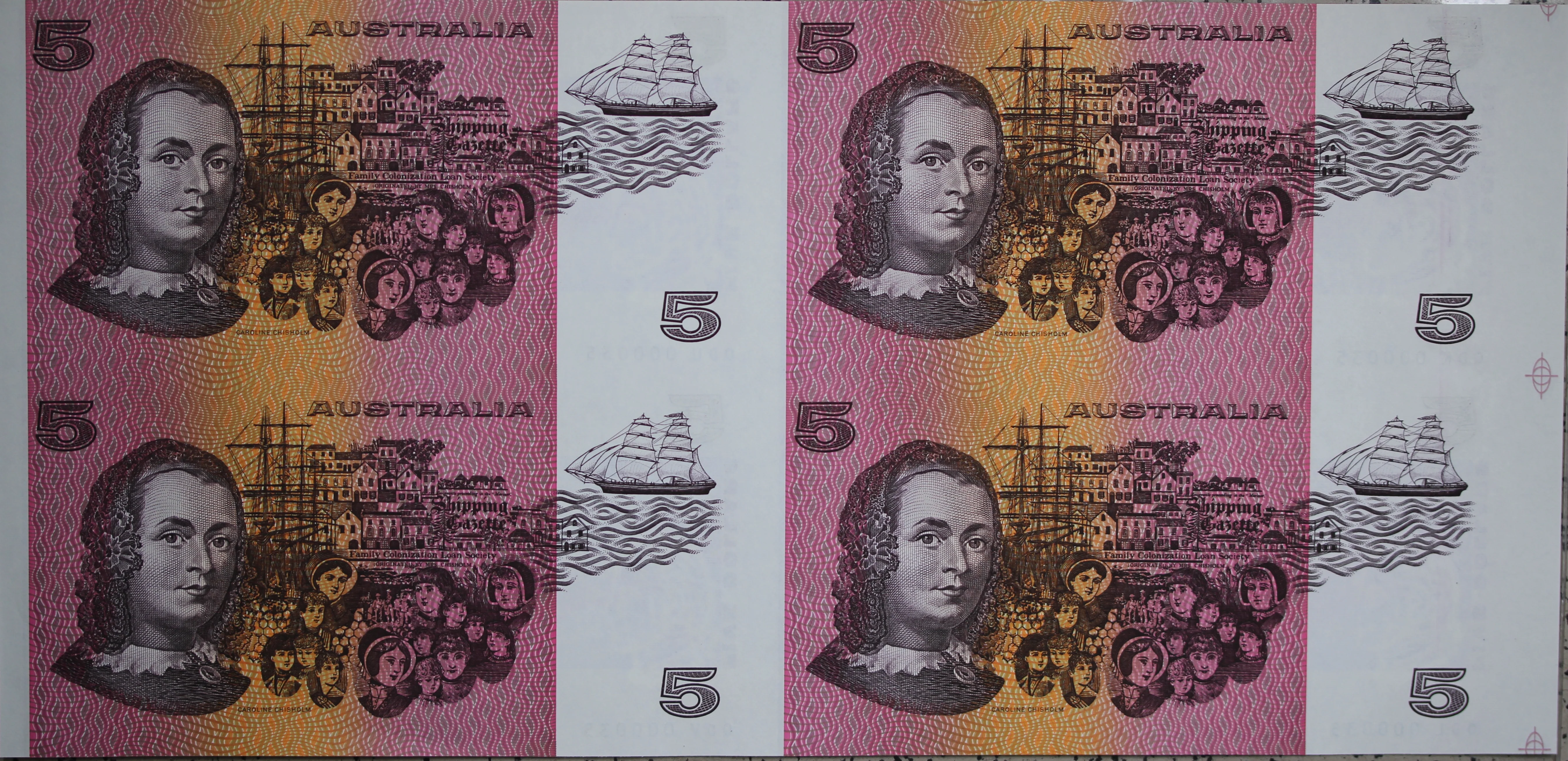 1990 Australia Five Dollars Uncut Block of Four Fraser/Higgins - Image 2