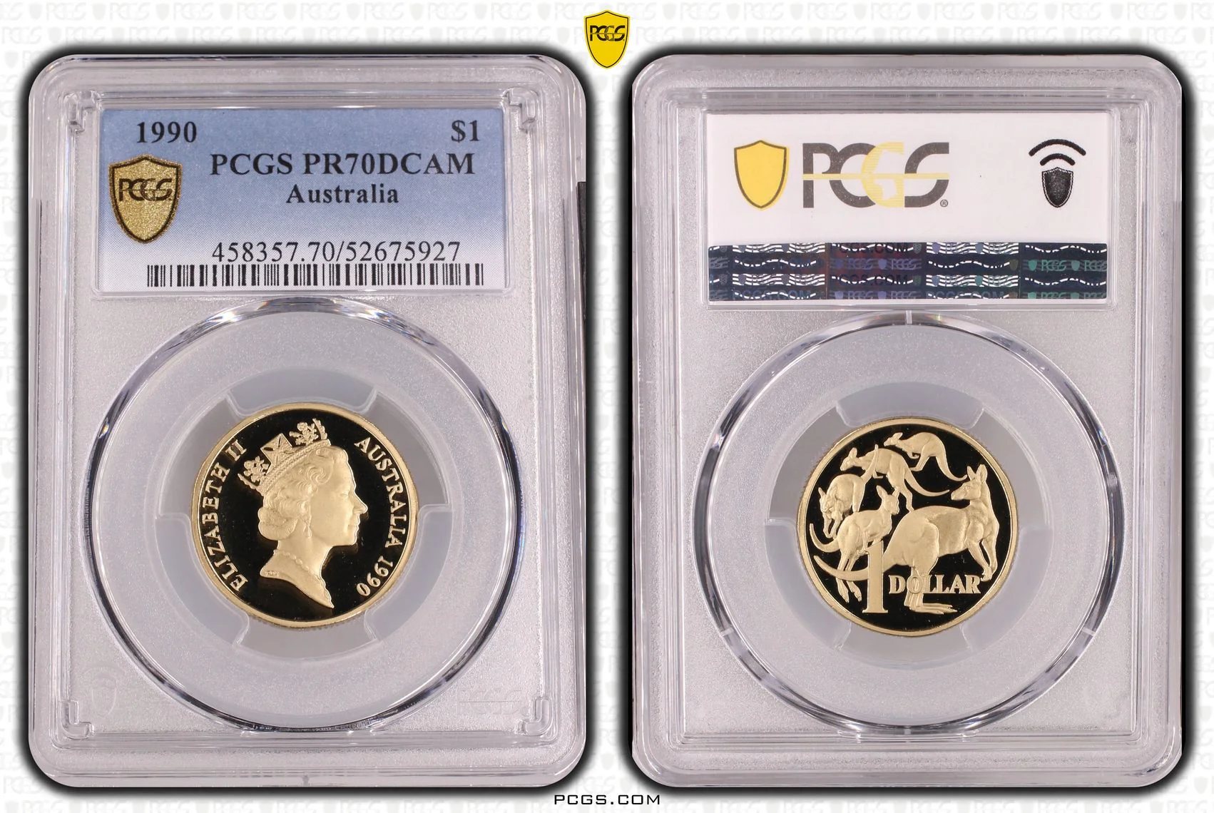 1990 Australia Mob of Roos $1 Coin PR70DCAM (Top Pop)