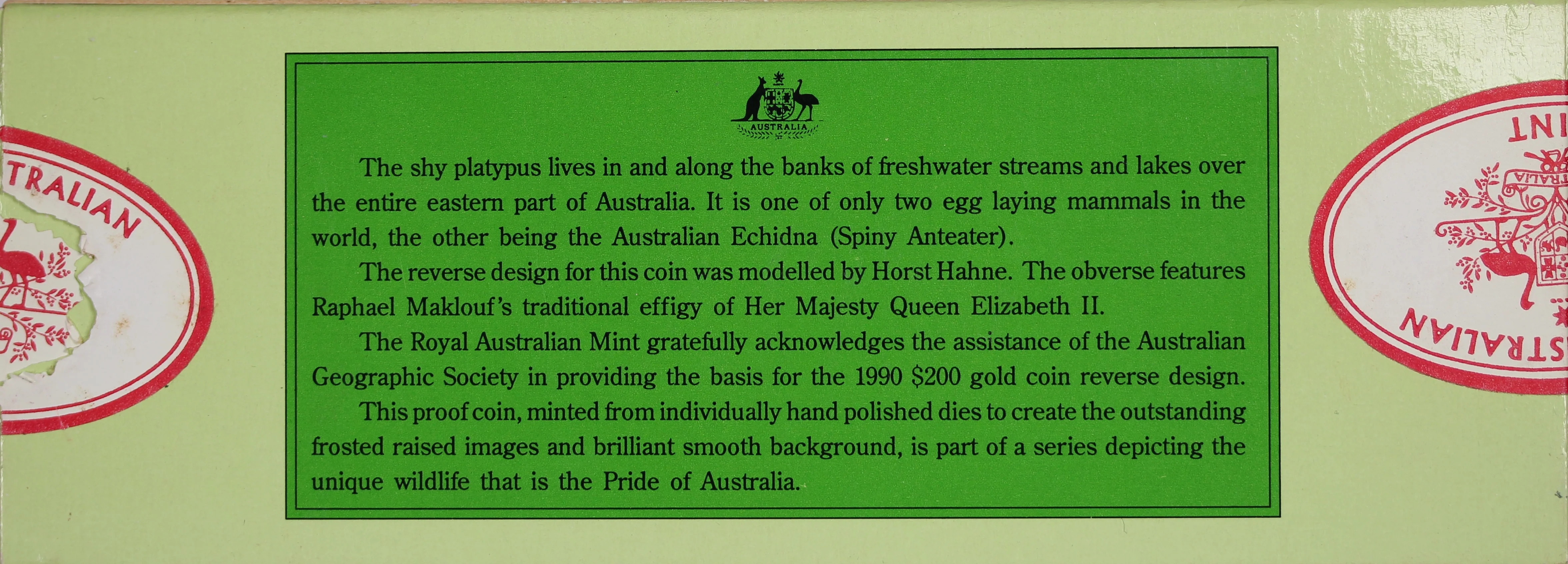 1990 The Pride of Australia Platypus $200 Gold Proof Coin - Image 4
