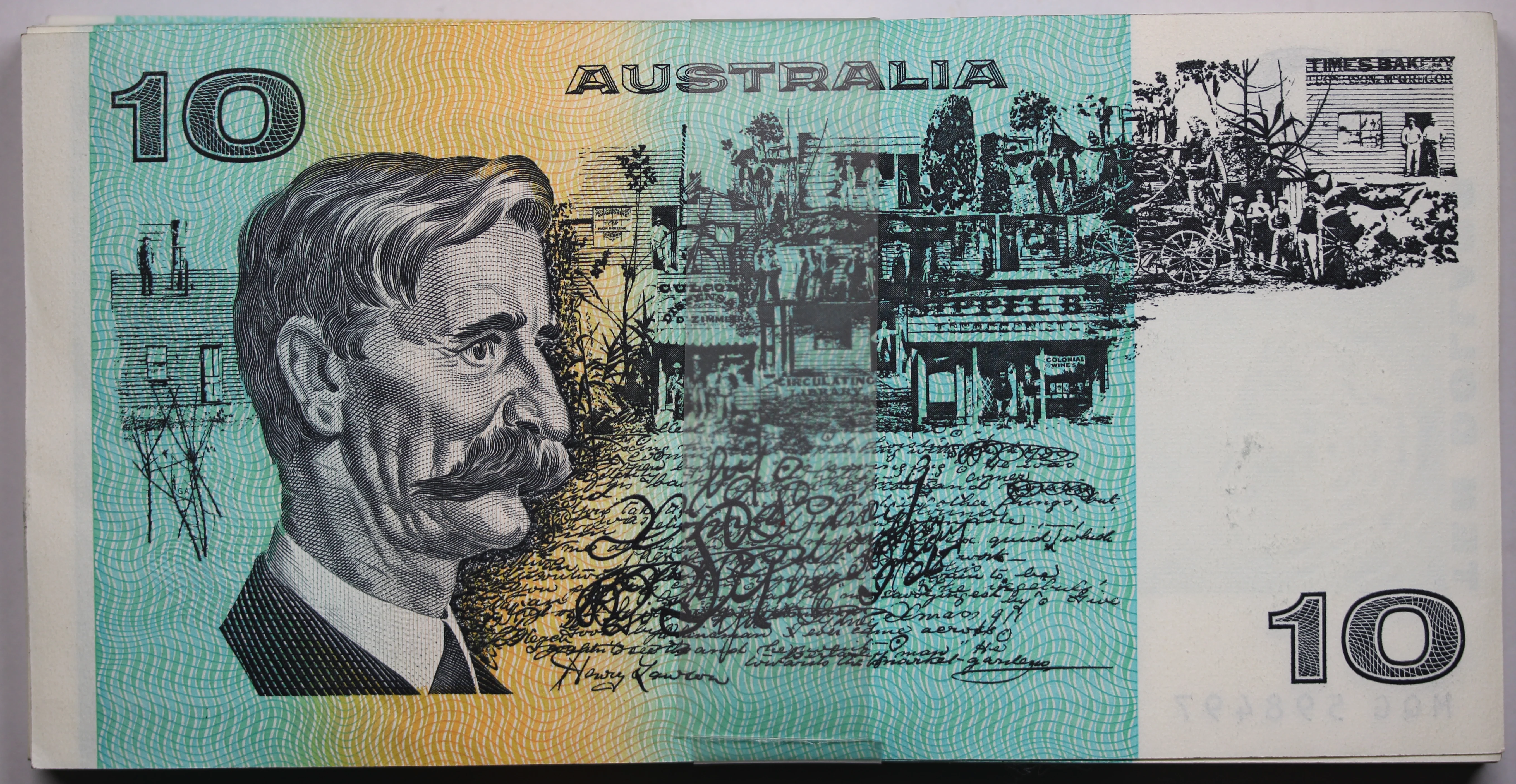 1991 $10 Australian Paper Note Bundle of 100 Fraser/Cole With PIL UNC - Image 2