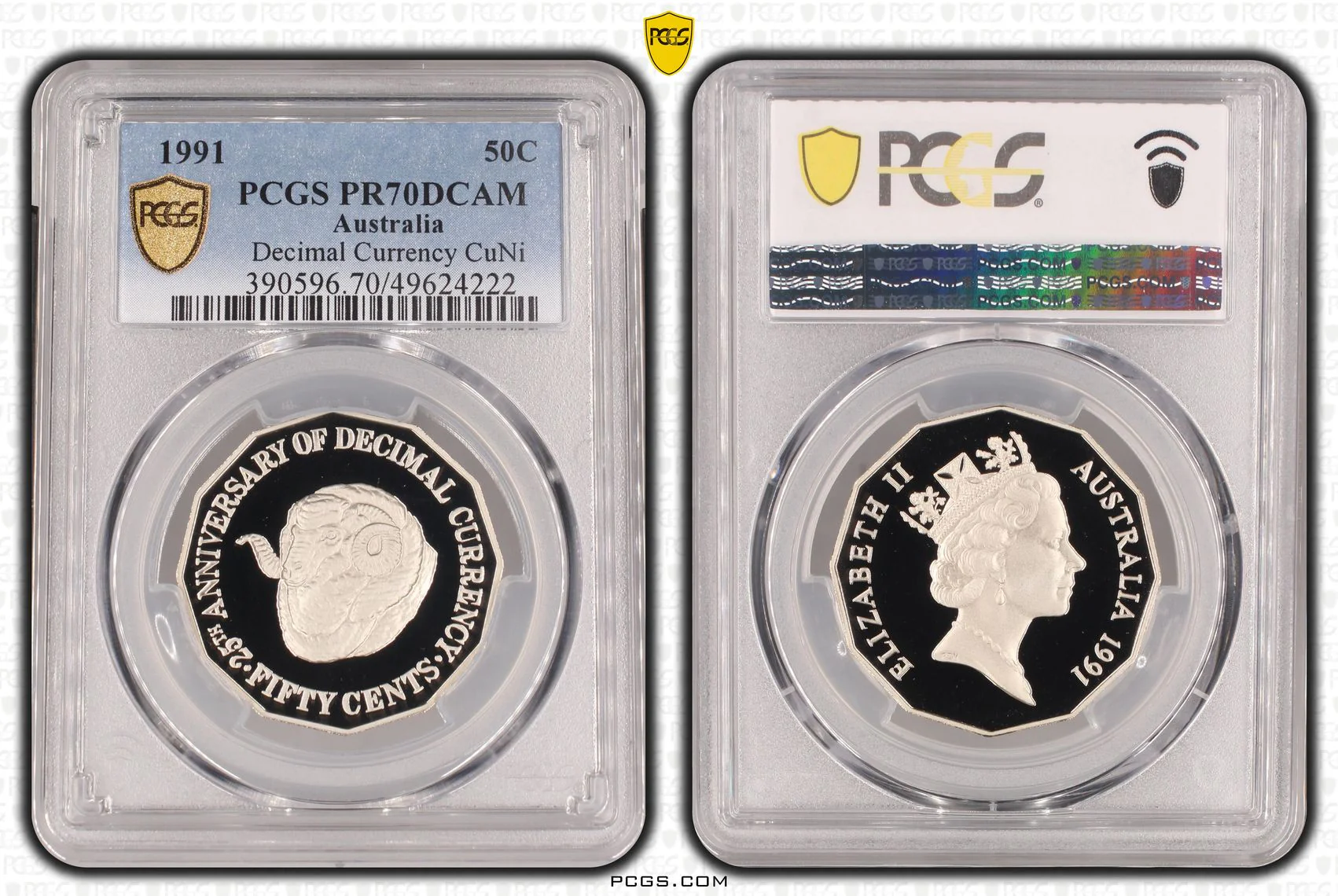 1991 25th Anniversary Decimal Currency 50c Coin PR70DCAM - Image 3