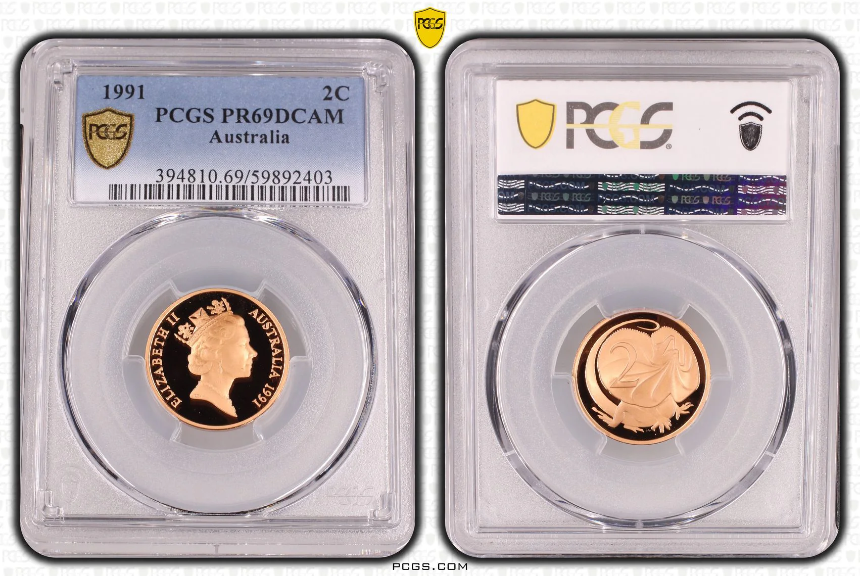 1991 2c Australia Two Cent Coin PR69DCAM