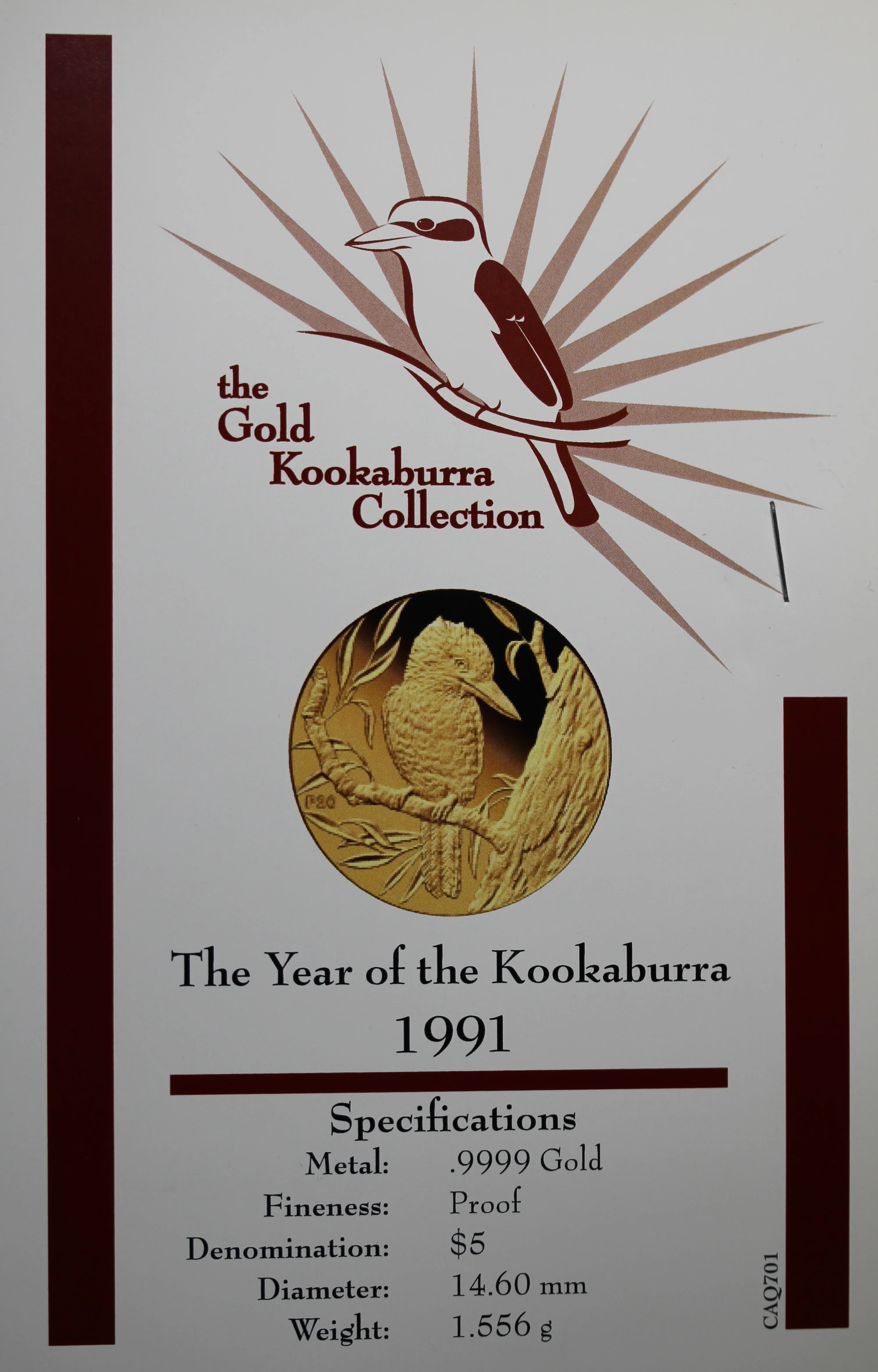 1991 Australia 1/20oz Gold Kookaburra Coin - Image 2