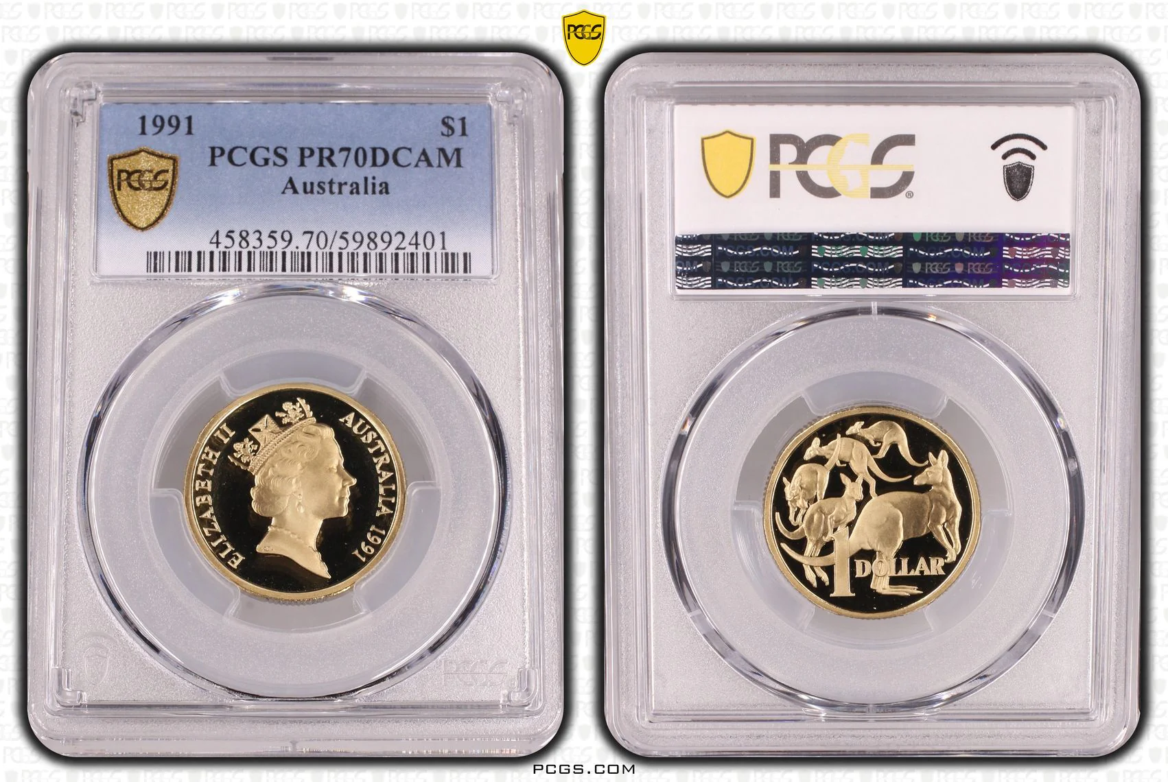 1991 Australia Mob of Roos $1 Coin PR70DCAM (Top Pop)