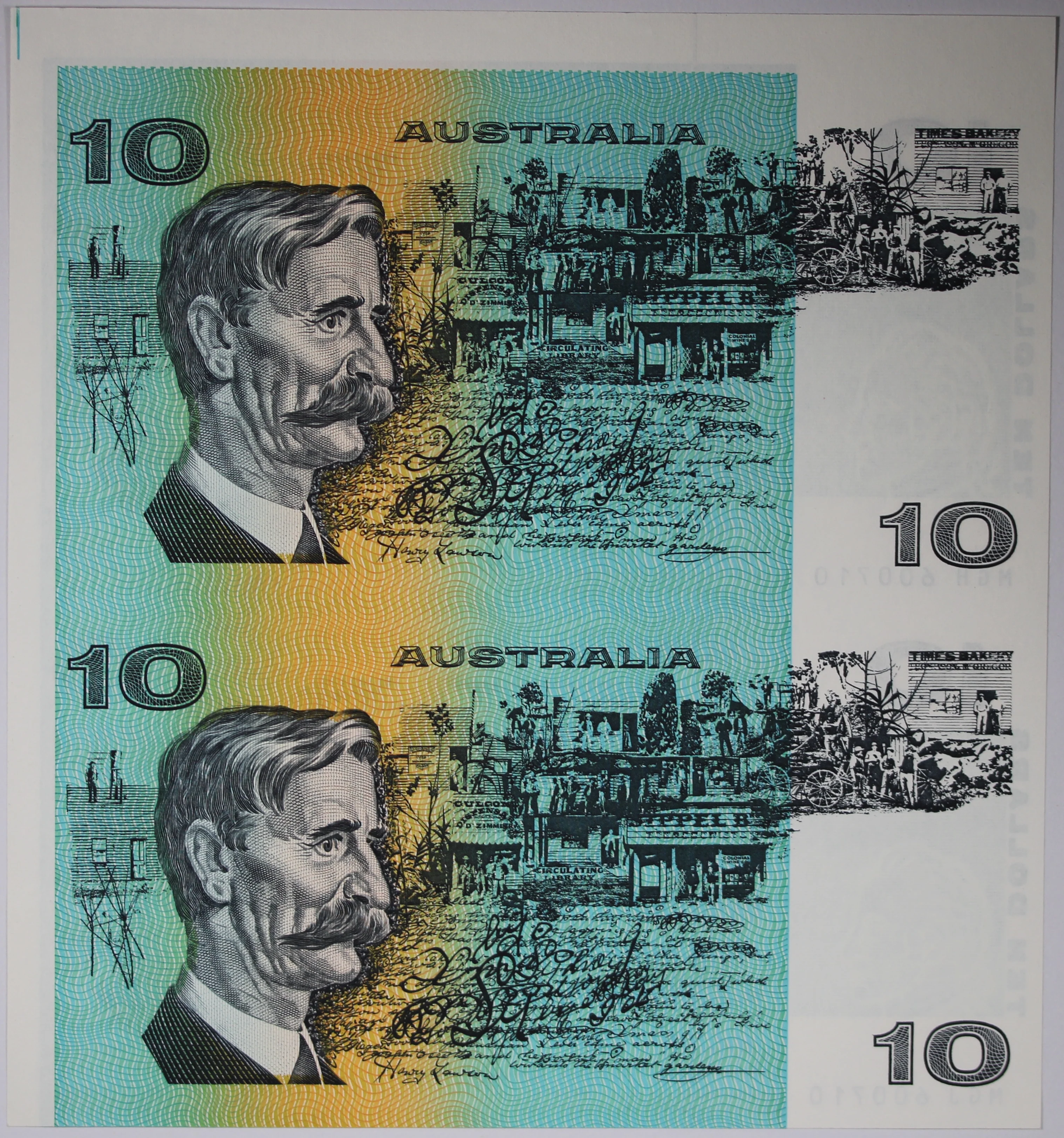 1991 Australia Ten Dollars Uncut Vertical Pair Fraser/Cole - Image 2