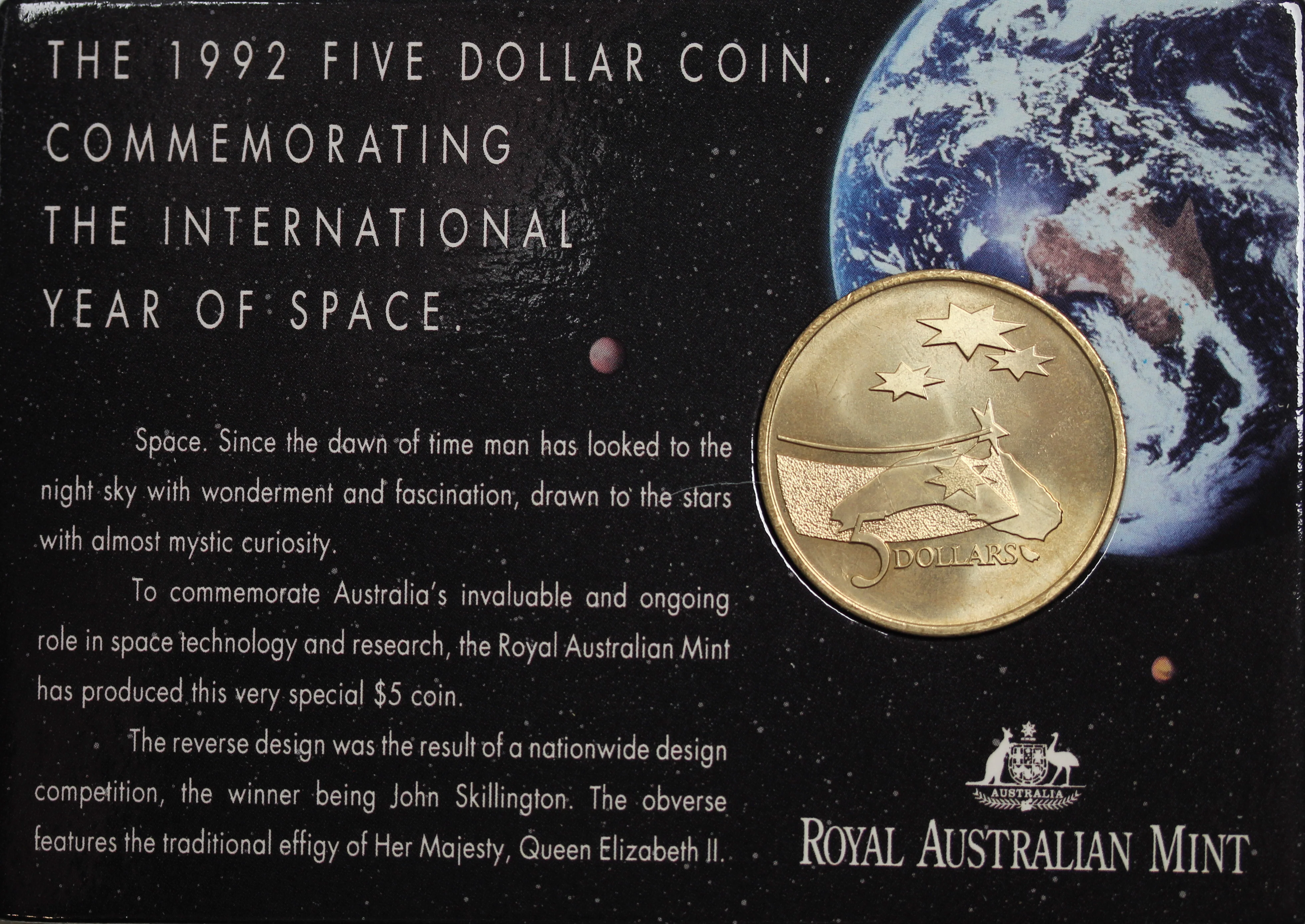 1992 $5 International Year of Space UNC