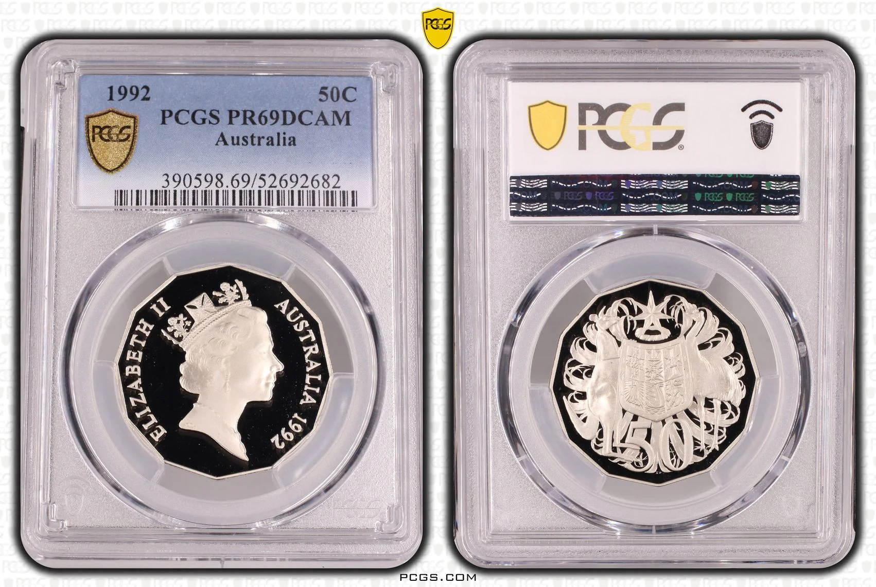 1992 50c Australia Fifty Cent Proof Coin PR69DCAM