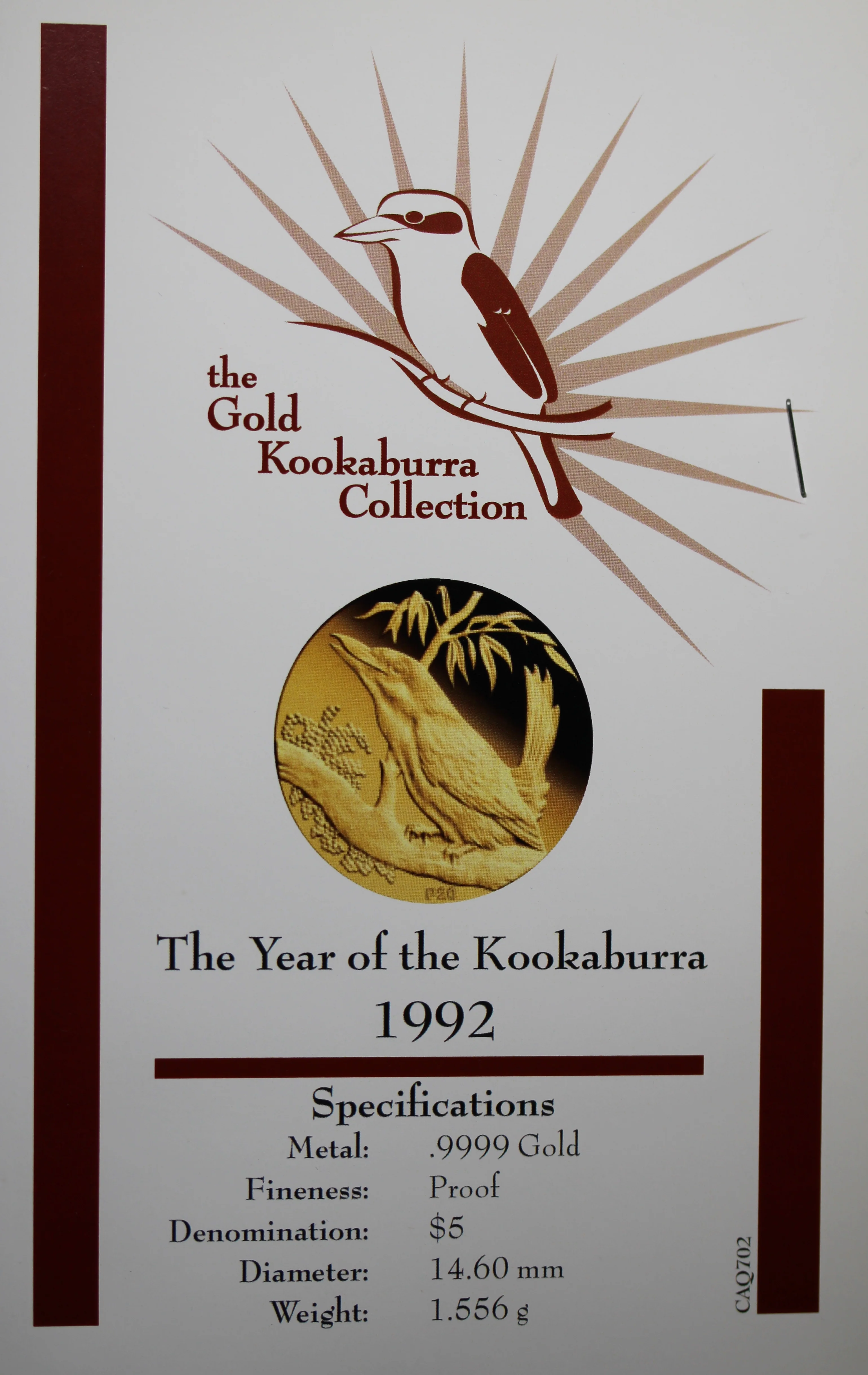 1992 Australia 1/20oz Gold Kookaburra Coin - Image 2