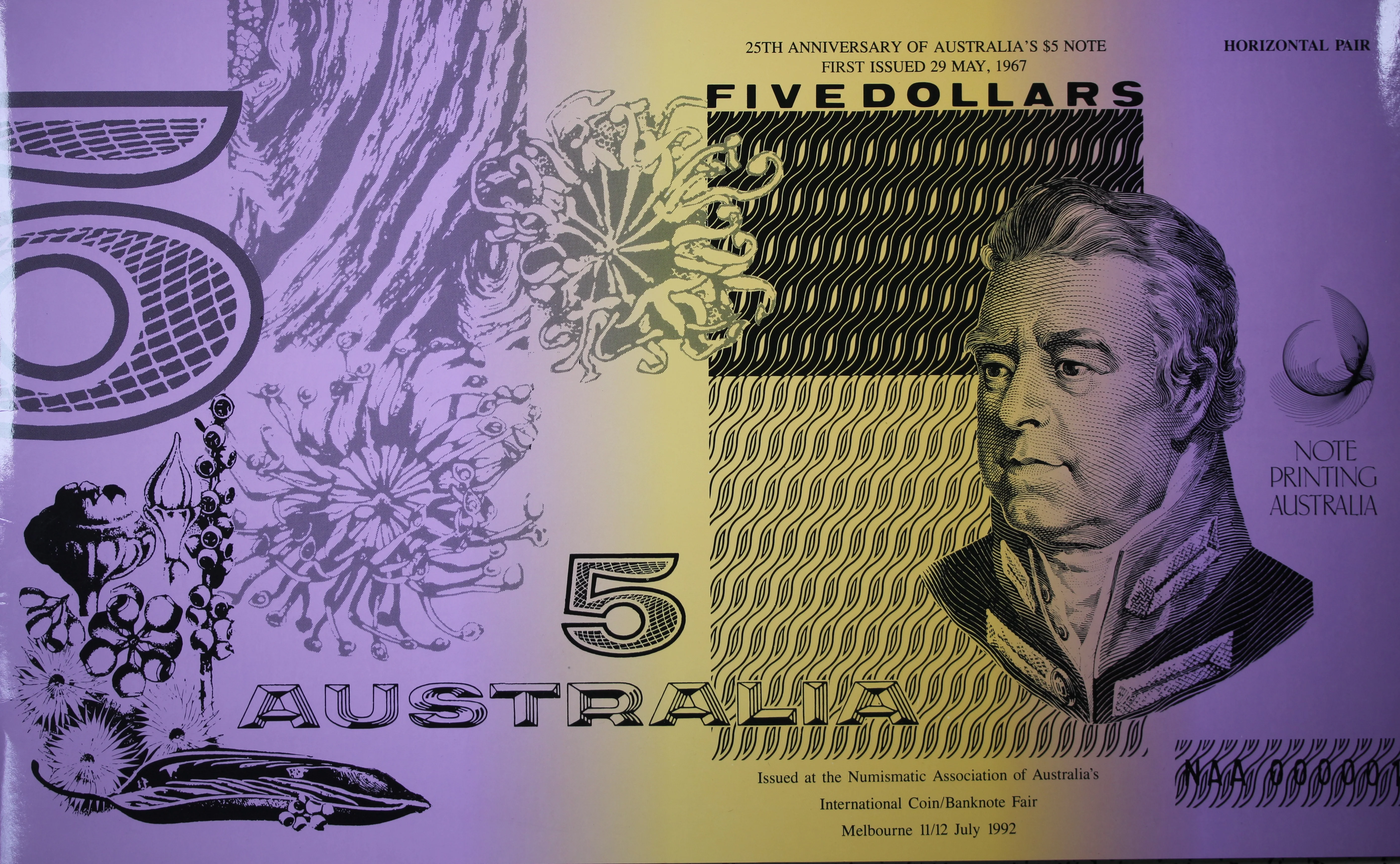 1992 Five Dollar Uncut Horizontal Pair NPA Folder - Image 2