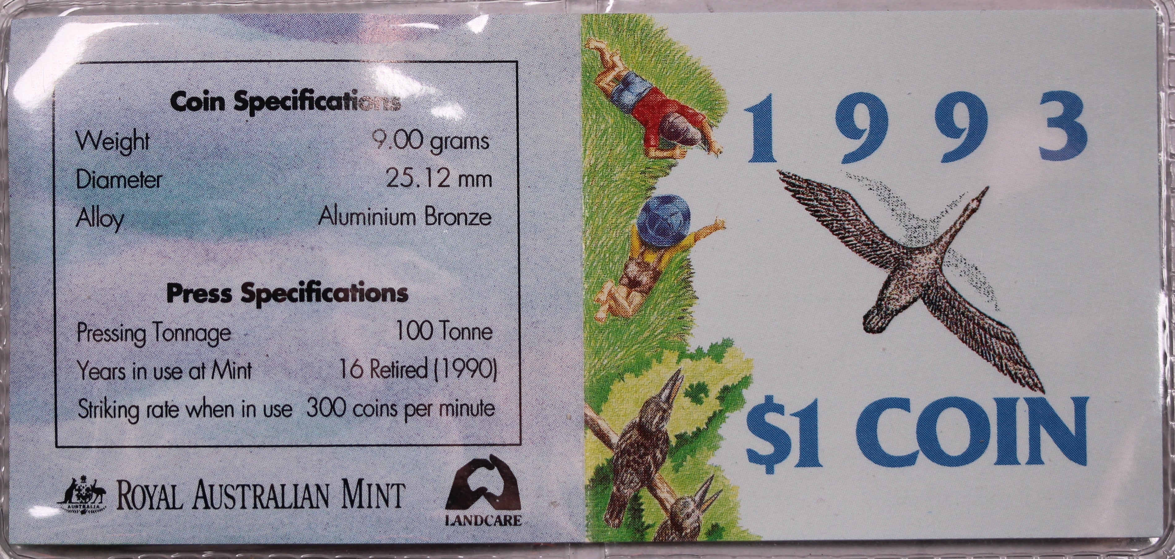 1993 Landcare $1 Coin UNC - 'C' Mintmark