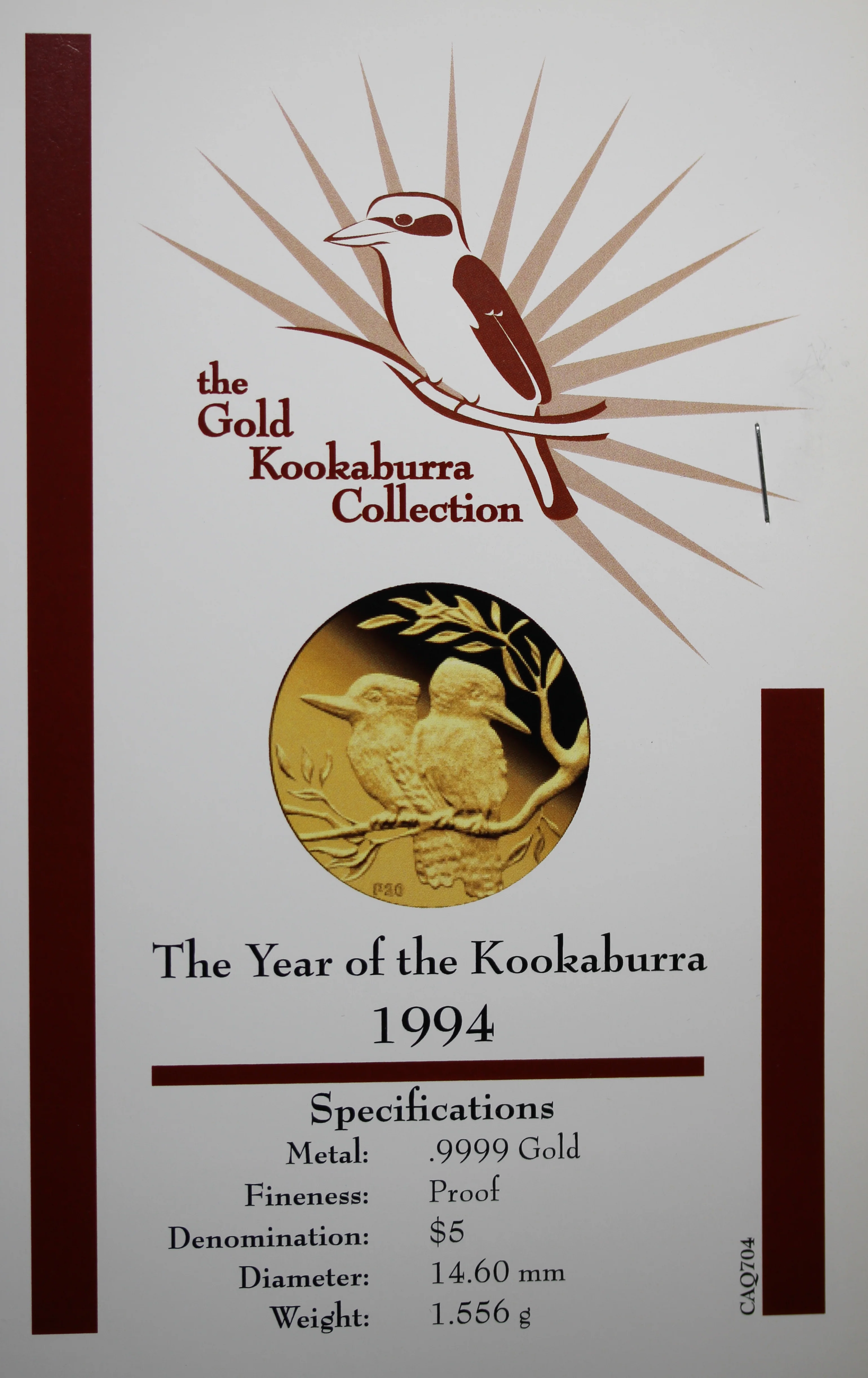 1994 Australia 1/20oz Gold Kookaburra Coin - Image 2