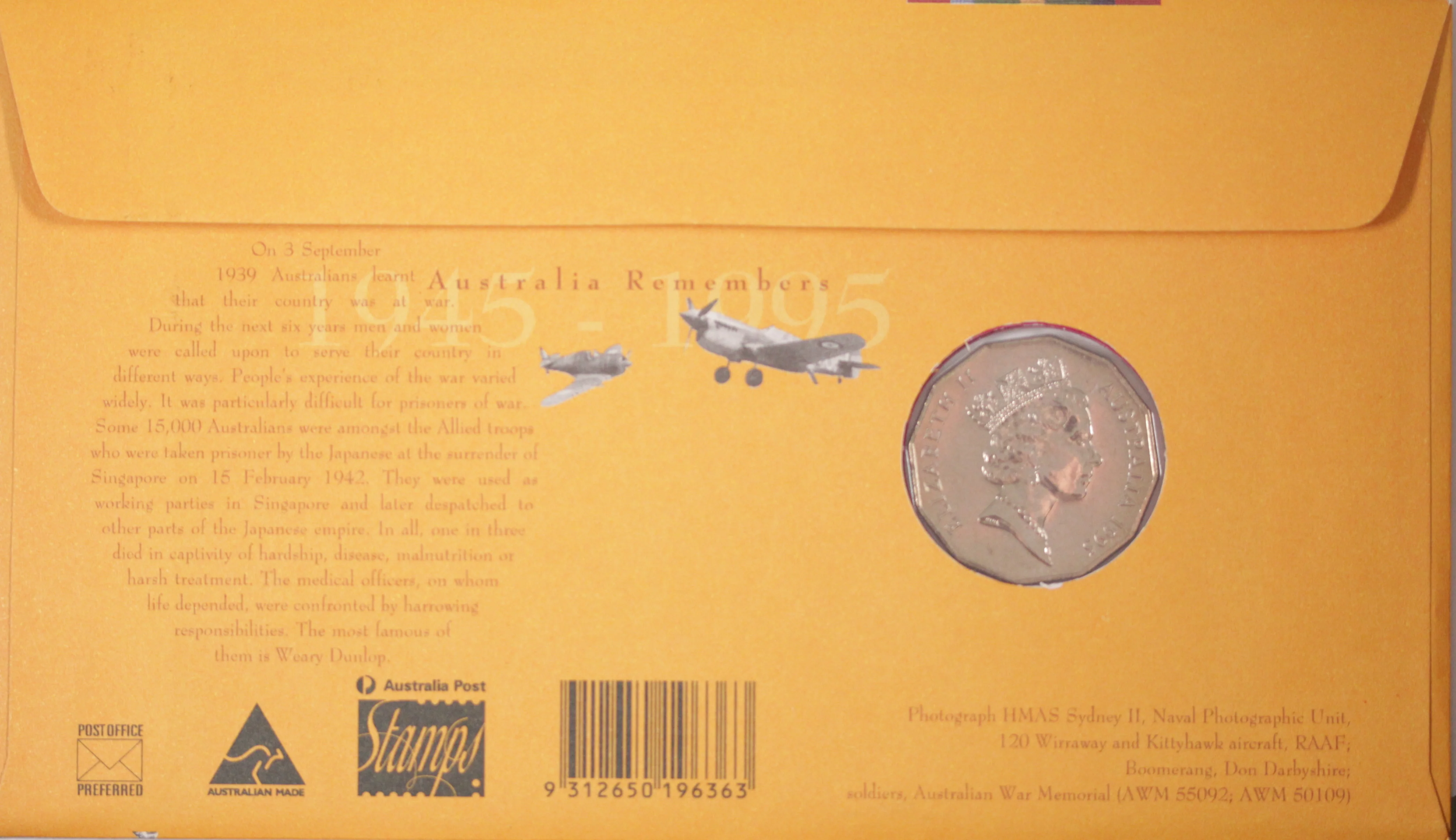 1995 Australia Remembers Weary Dunlop 50c PNC - Image 2