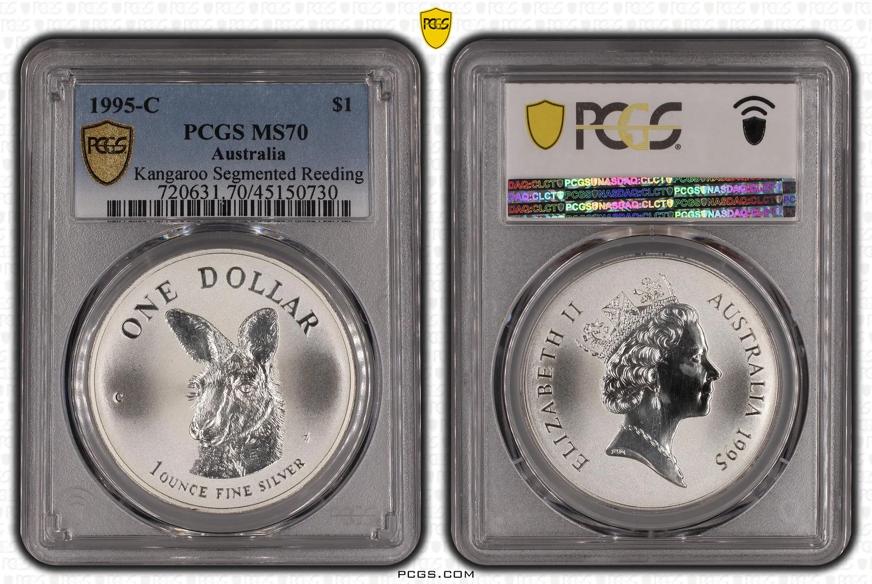 1995 Kangaroo 1oz Silver Coin MS70 - Image 2