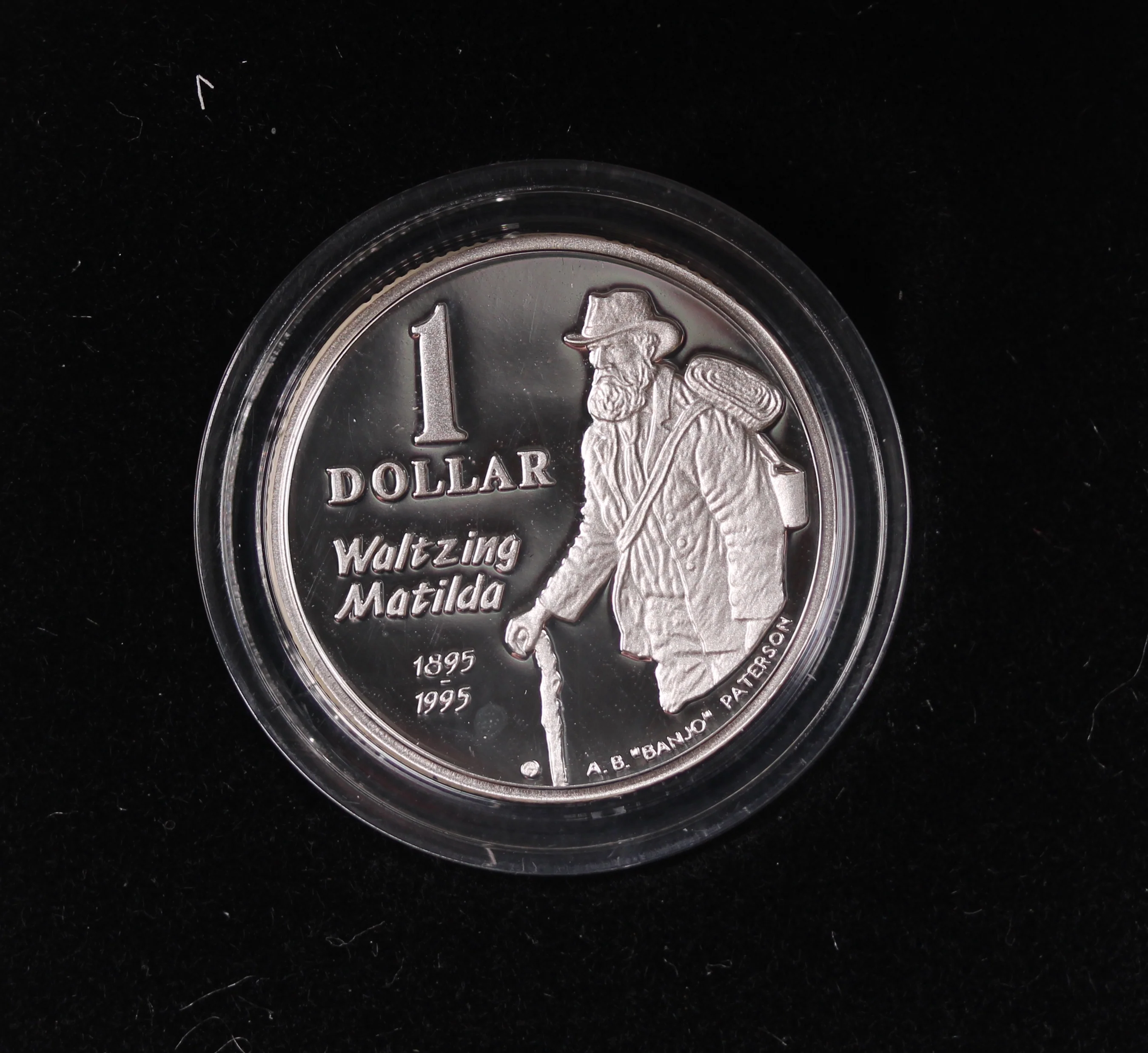 1995 Sterling Silver $1 Proof Waltzing Matilda Coin - Image 2