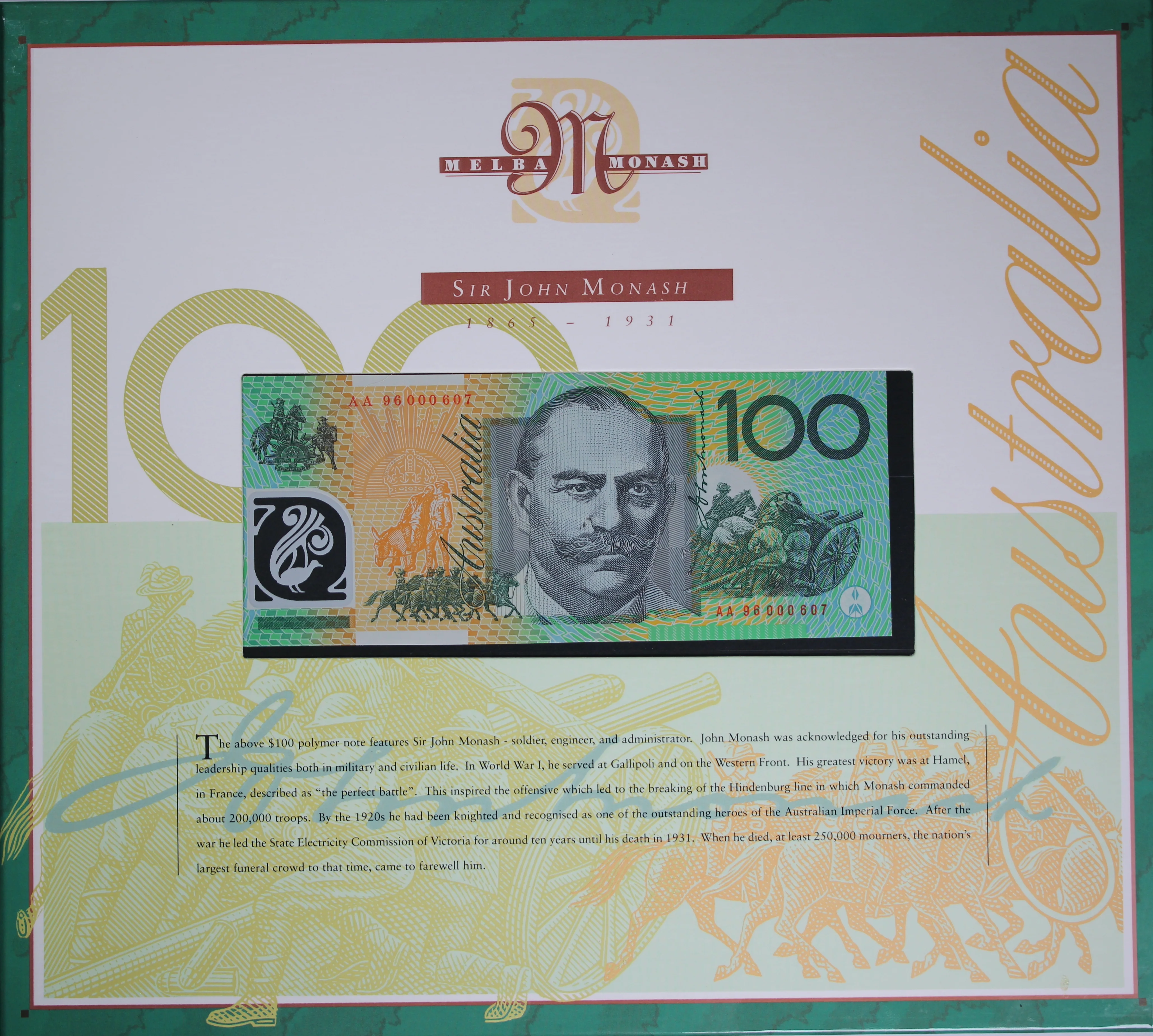 1996 $100 NPA Two Note Collector Portfolio AA96 Red Serials - Image 4