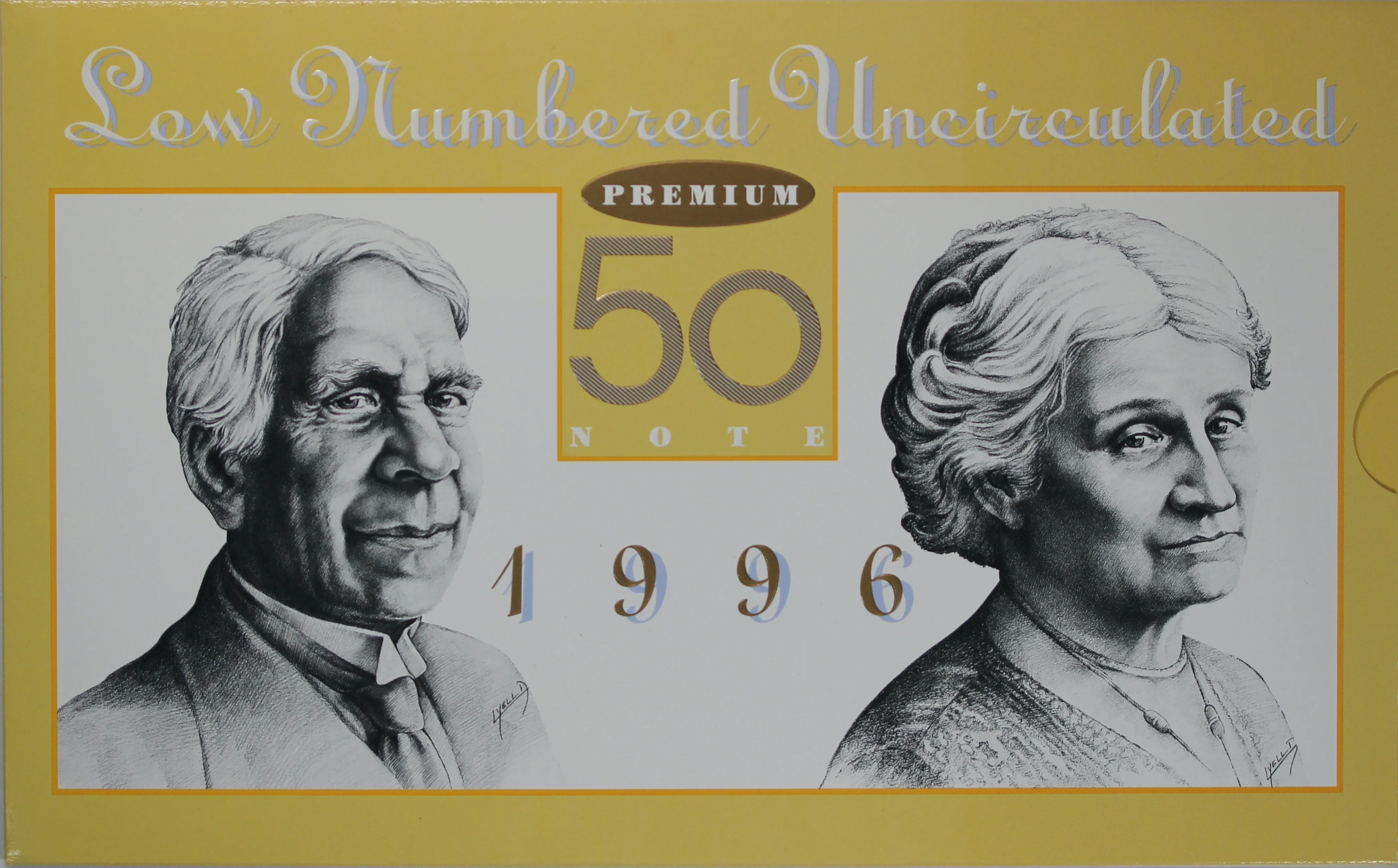 1996 $5 ,10, 20, 50 Banknotes In Matching Premium Low Red Numbered NPA Folders - Image 7