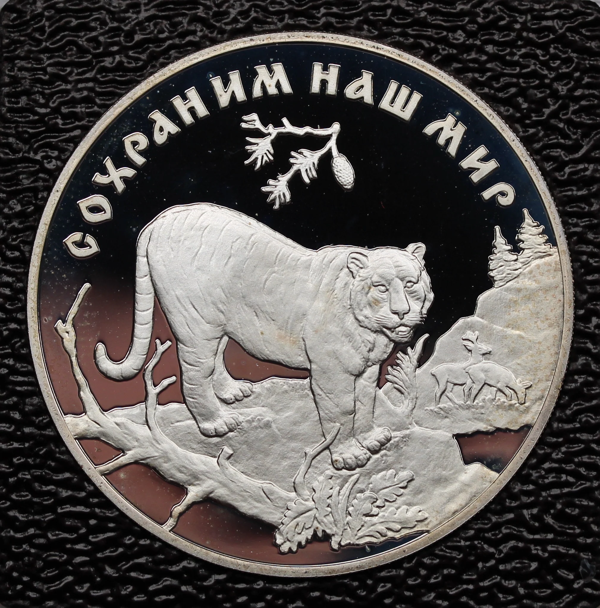 1996 Russia 3 Roubles Amur Tiger Silver Coin