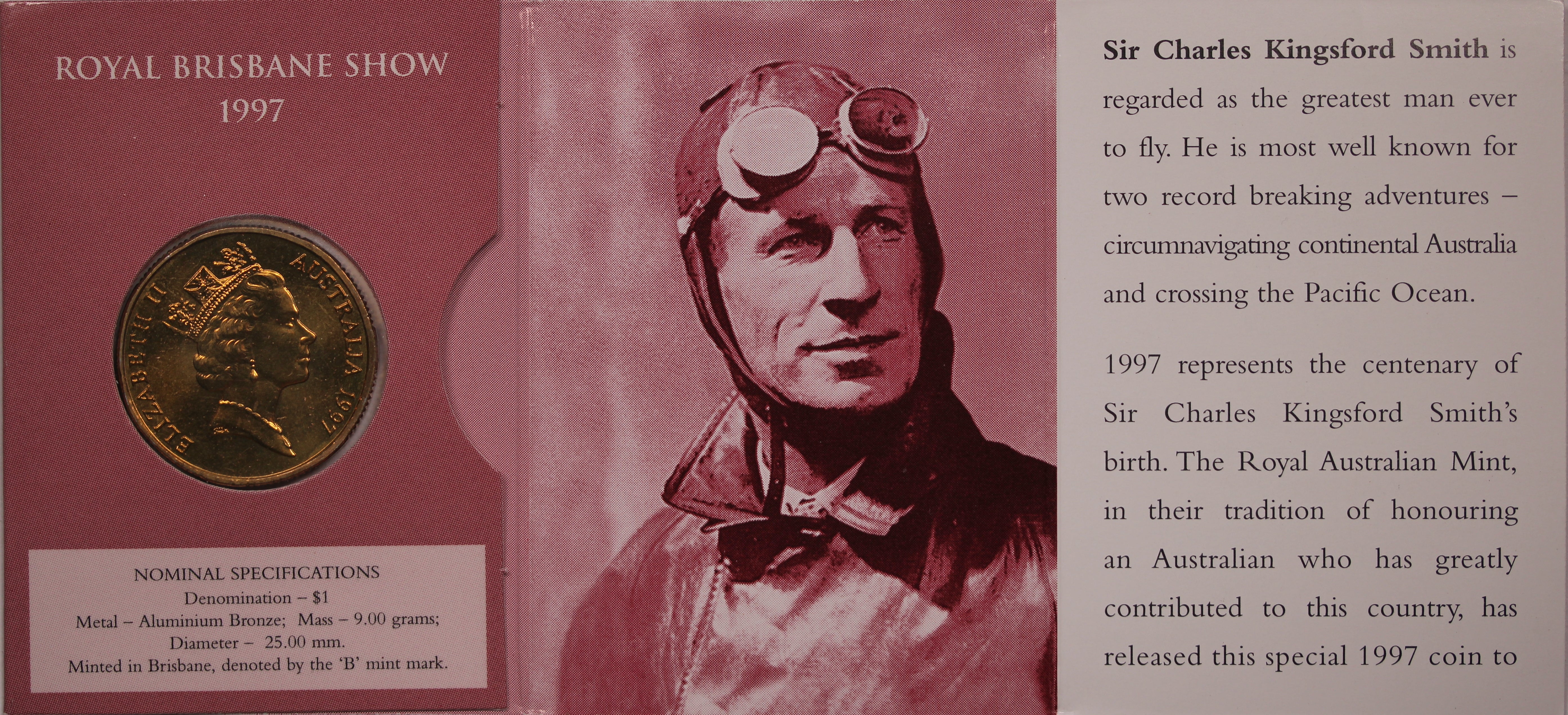 1997 $1 Royal Brisbane Show Sir Charles Kingsford Smith - 'B' Minmark - Image 2