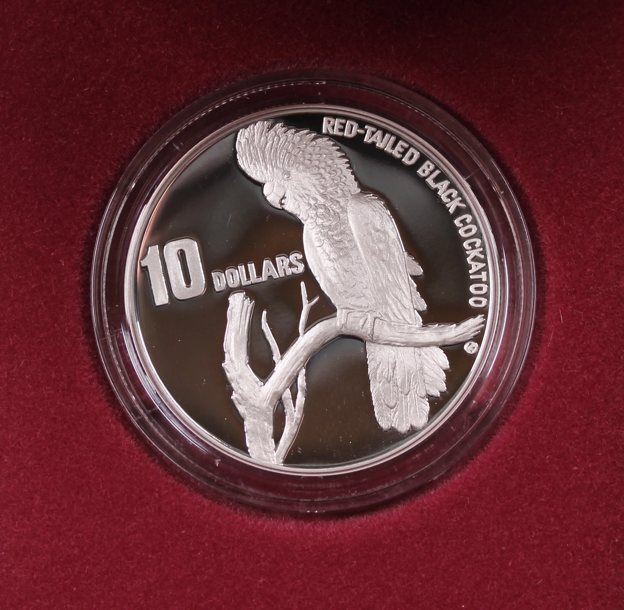 1997 South-eastern Red-tailed Black Cockatoo $10 Silver Proof Coin - Image 2