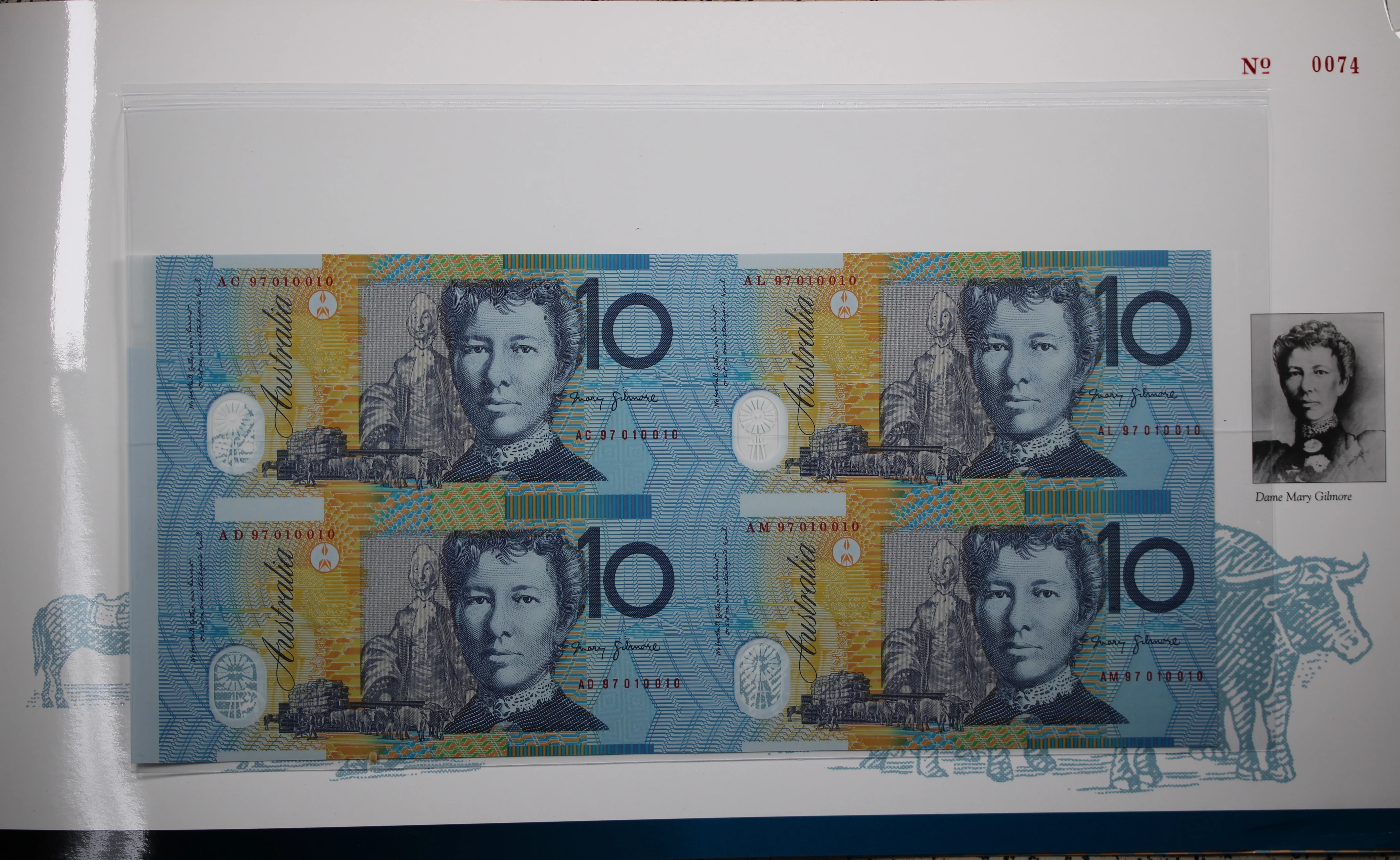 1997 Ten Dollars Uncut Block of Four NPA Folder