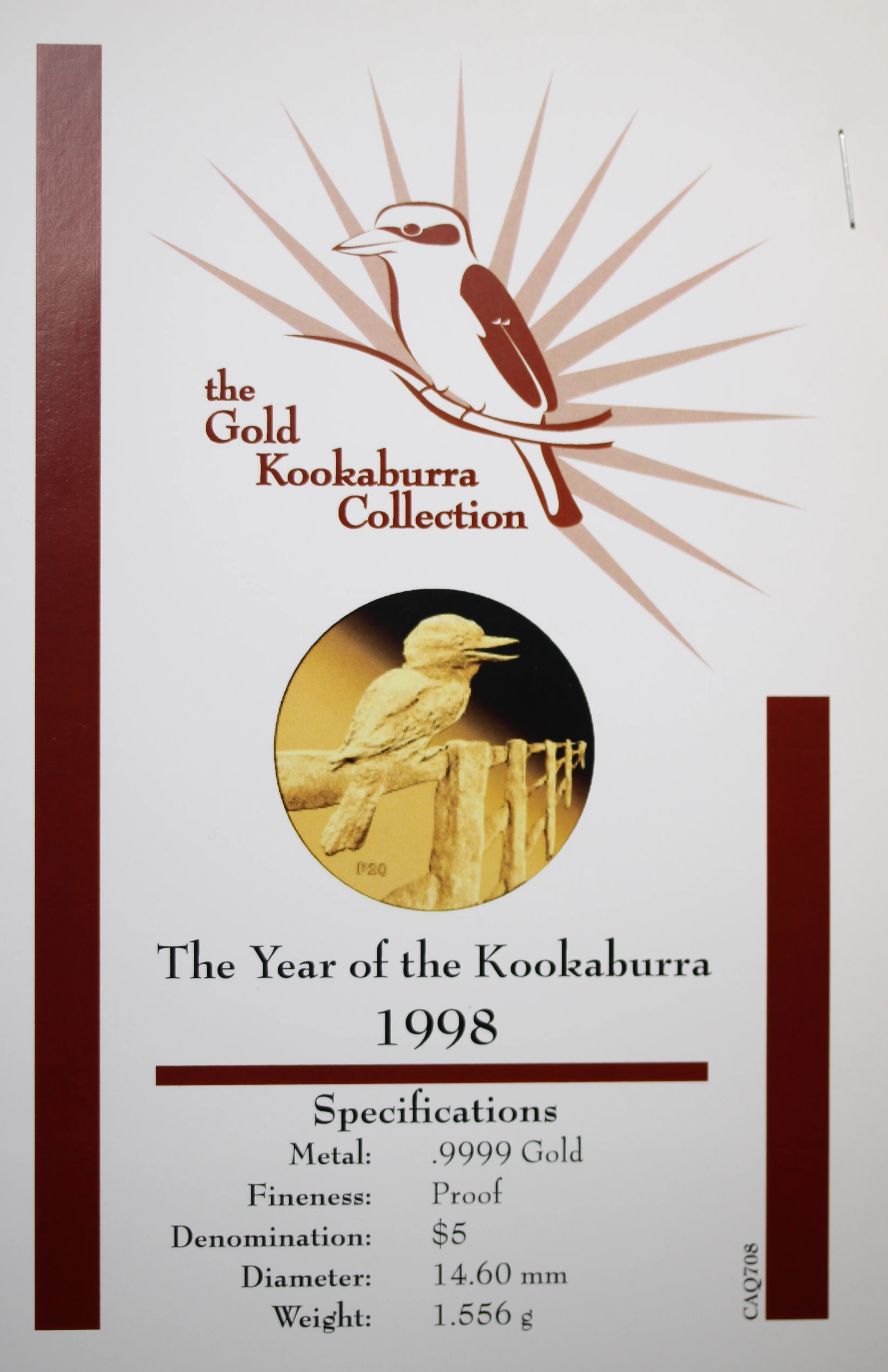 1998 Australia 1/20oz Gold Kookaburra Coin - Image 2