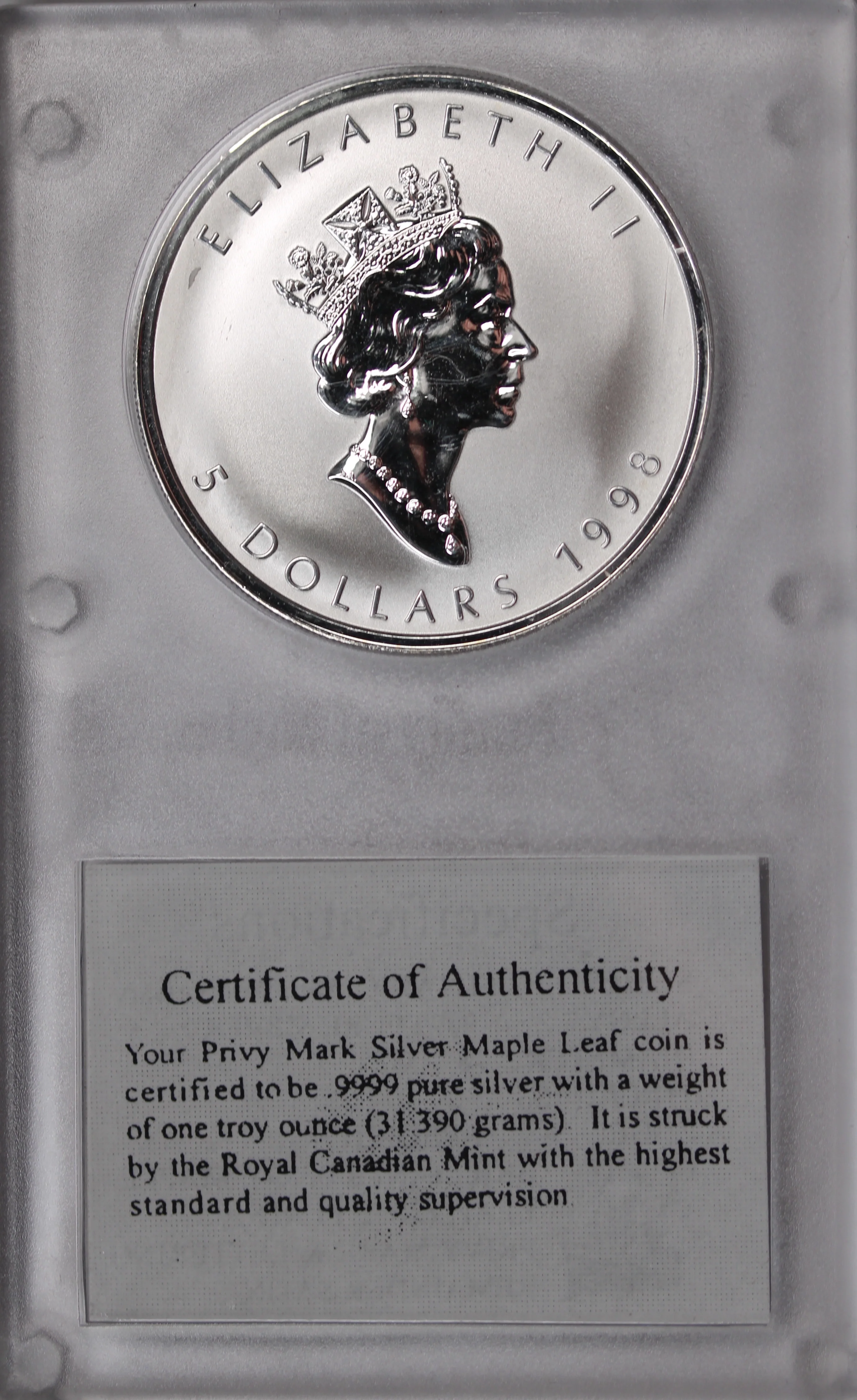 1998 Canada 86th Anniversary Titanic Privy 1oz Silver Maple Leaf Coin - Image 2
