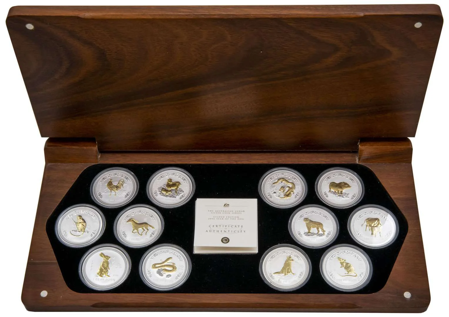1999-2010 1oz Gilded Silver Lunar Series I - 12 Year Coin Collection in Box